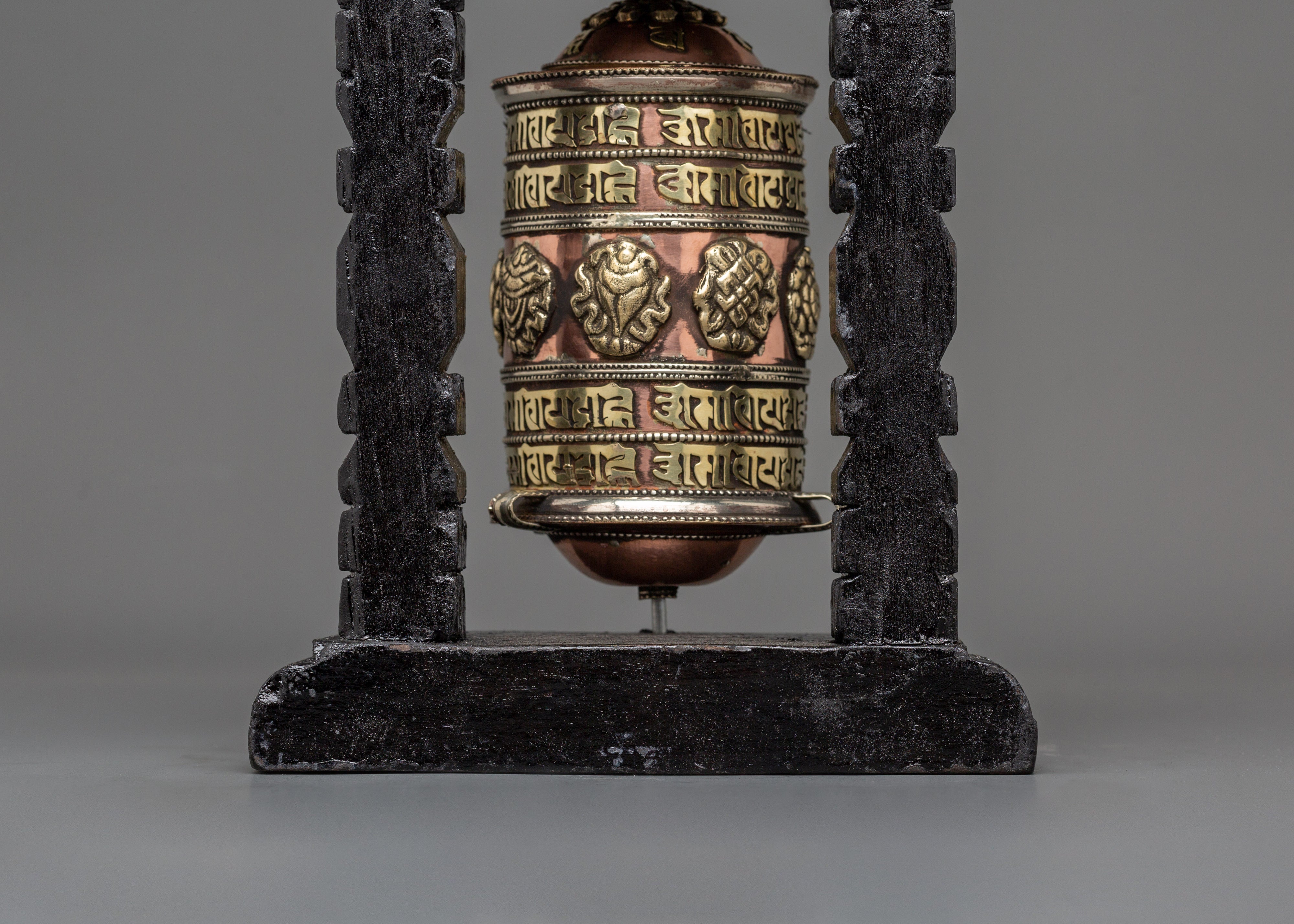 Sacred Tibetan Prayer Wheel | Wood Frame for Ritual Use