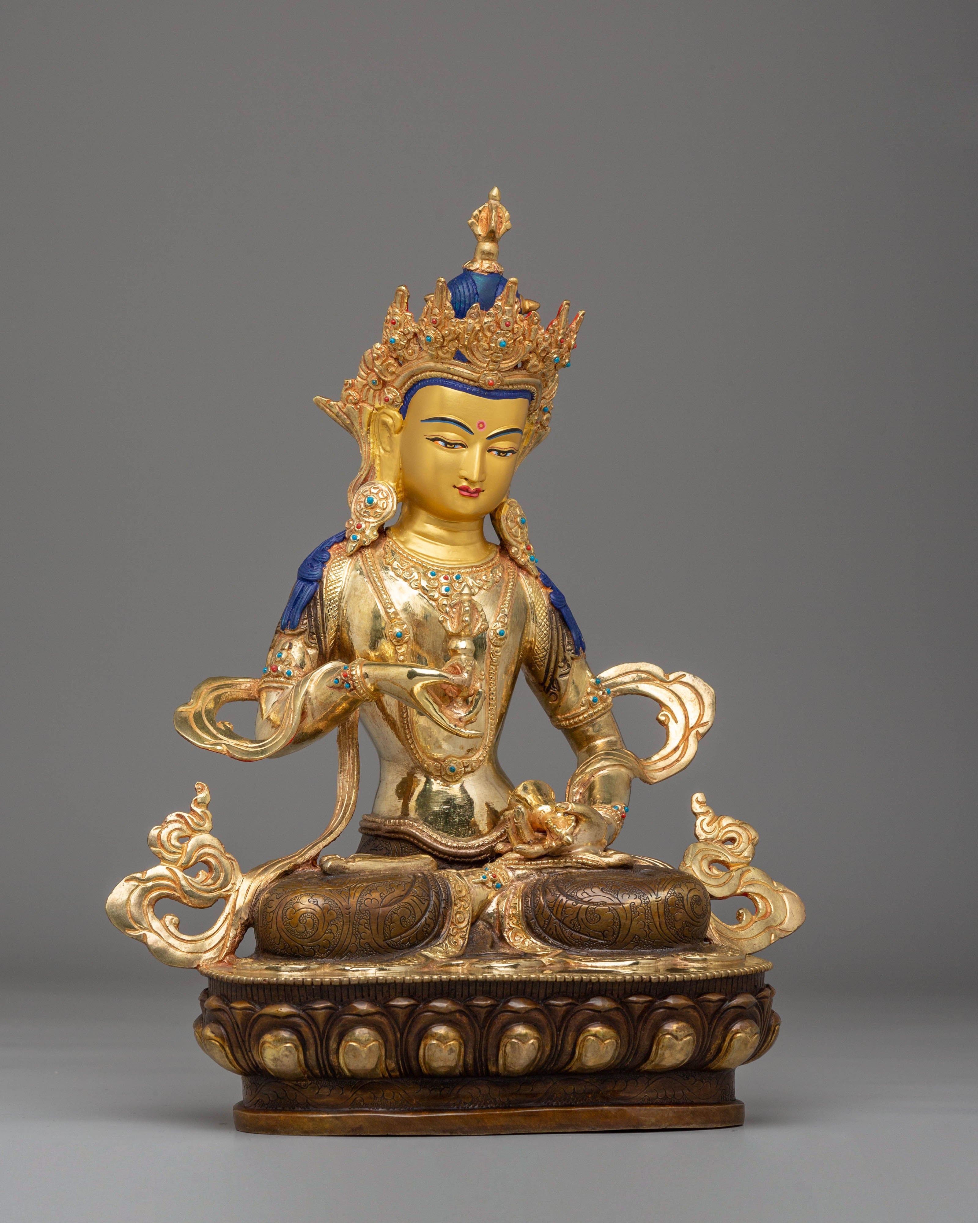 Vajrasattva Handmade Copper Statue | 24K Gold Plated with Gemstone