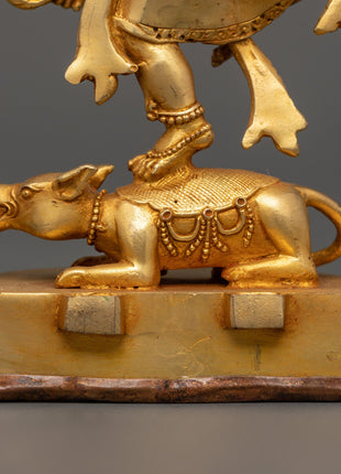 Ganesha Statue with One Leg Raised & Multiple Arms | Ganapati in Copper