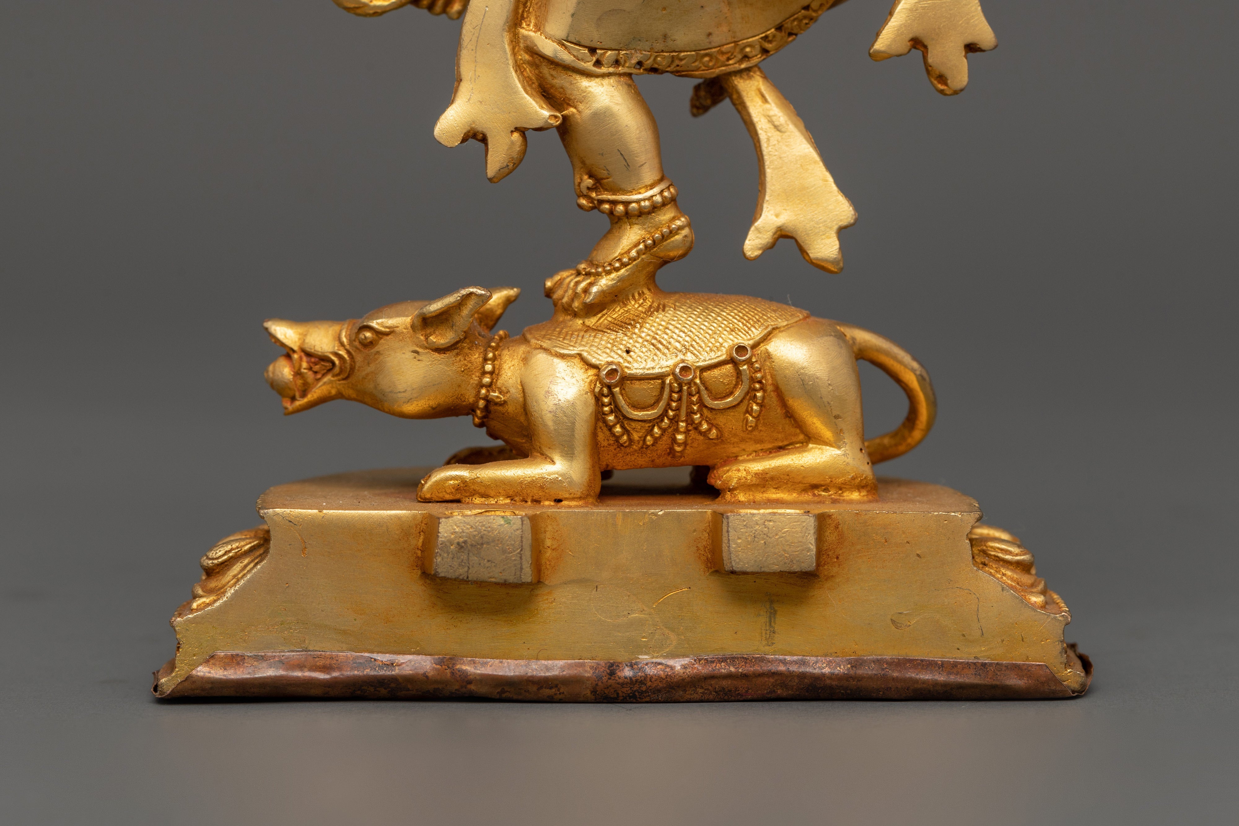 Ganesha Statue with One Leg Raised & Multiple Arms | Ganapati in Copper
