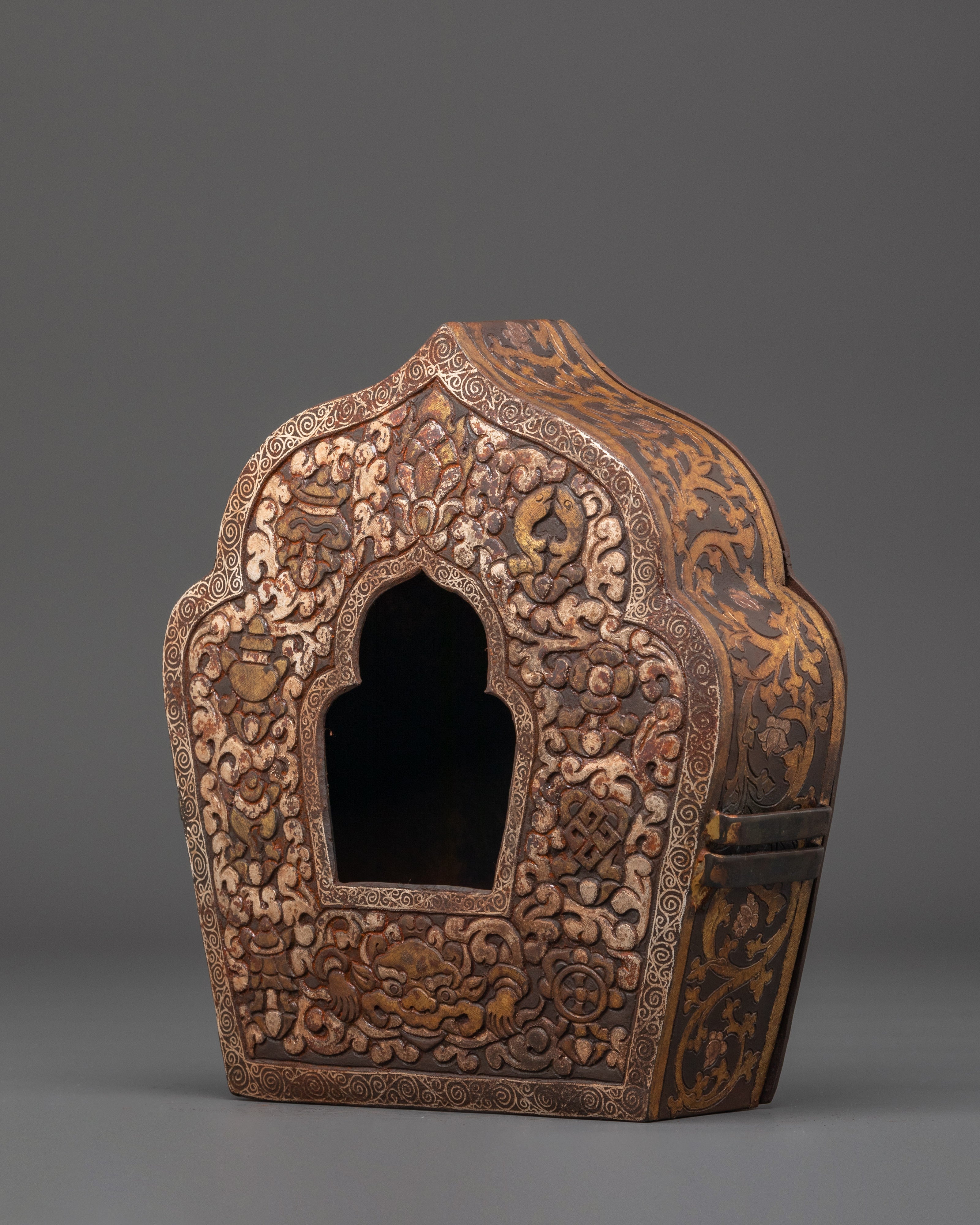 Tibetan Brass Ghau Box | Handcrafted Prayer Box