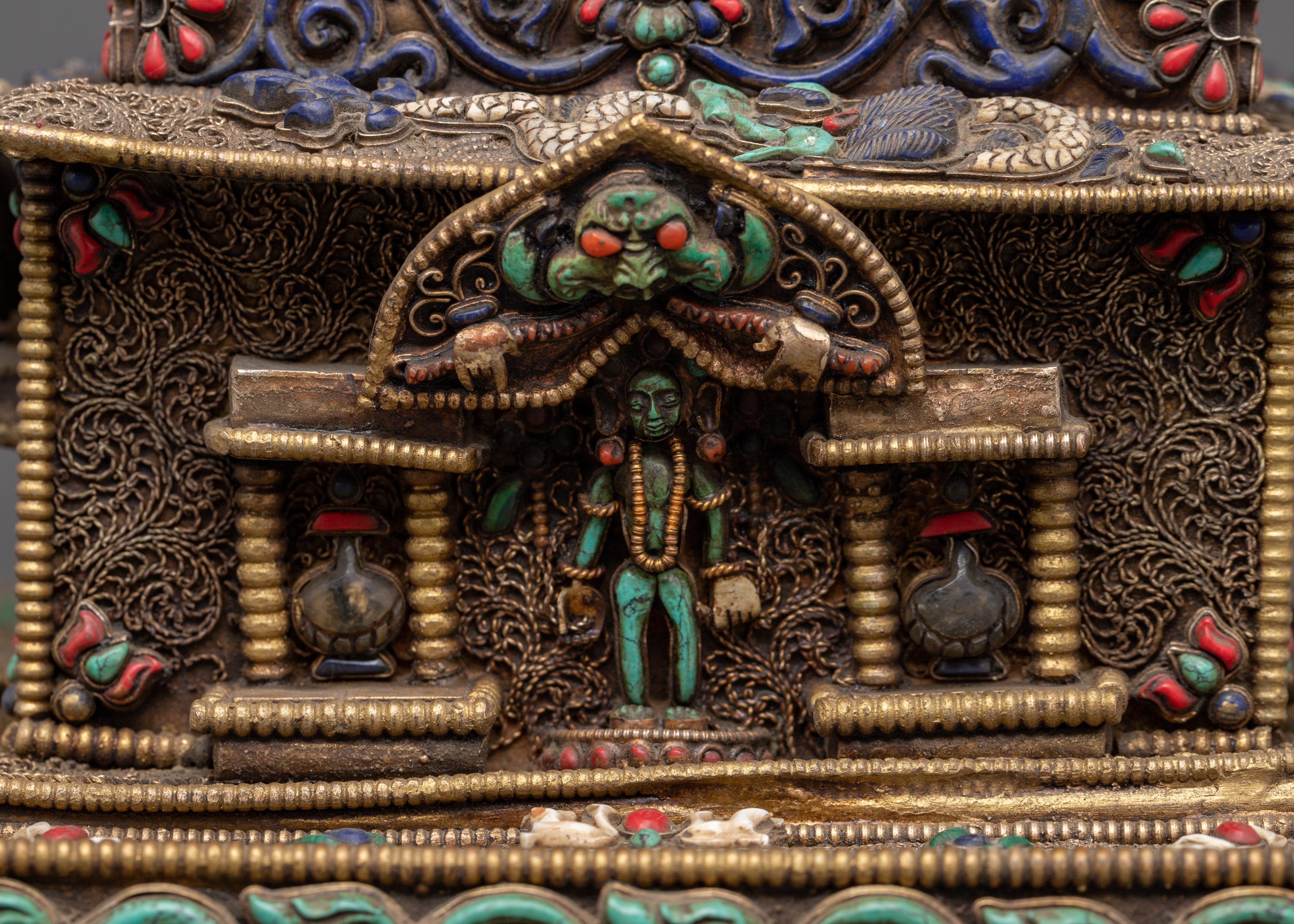 Handcrafted Traditional Copper Stupa | Buddhist Shrine Artifact
