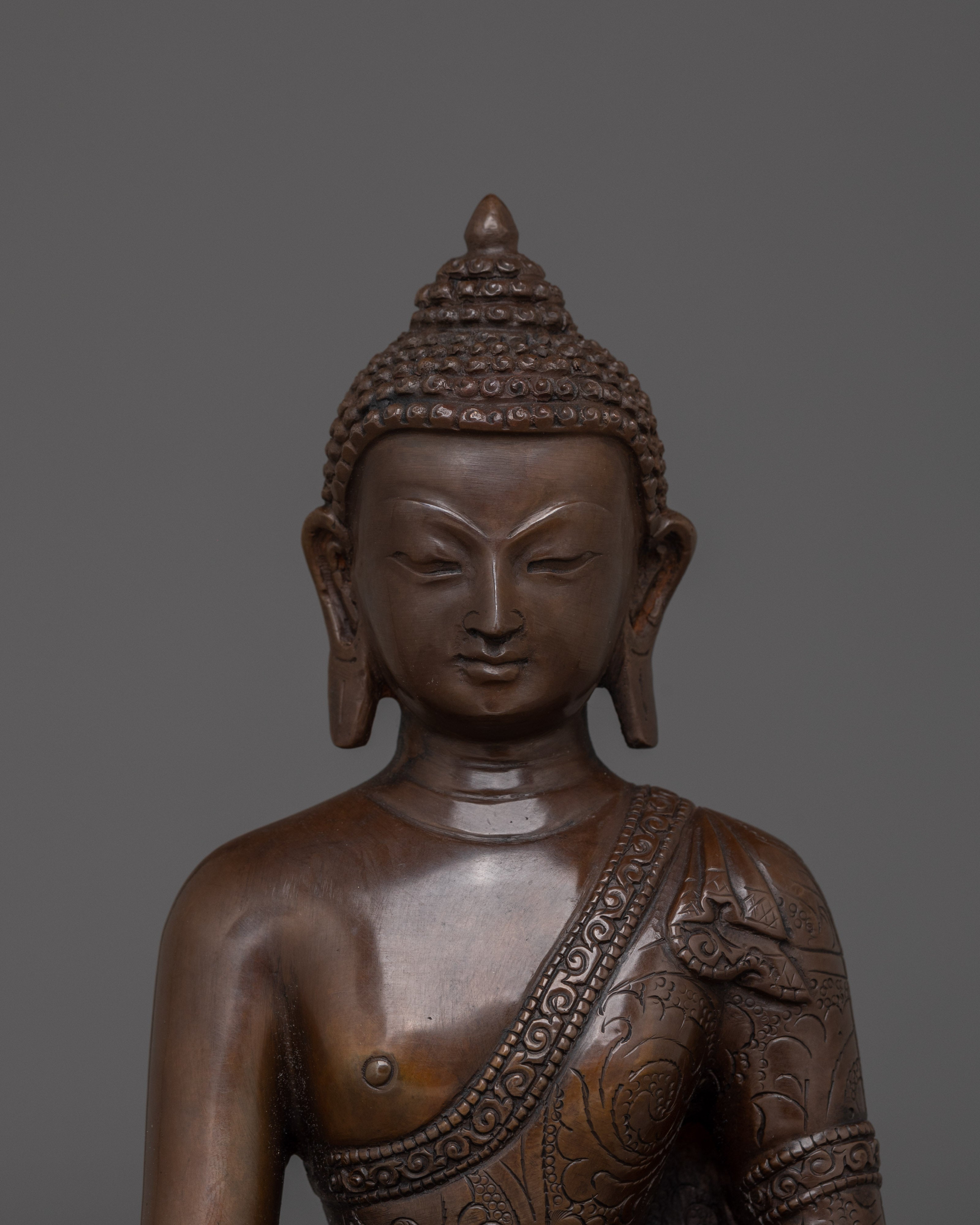 Shakyamuni Buddha Oxidized Copper Artwork | Enlightened Buddha for Meditation