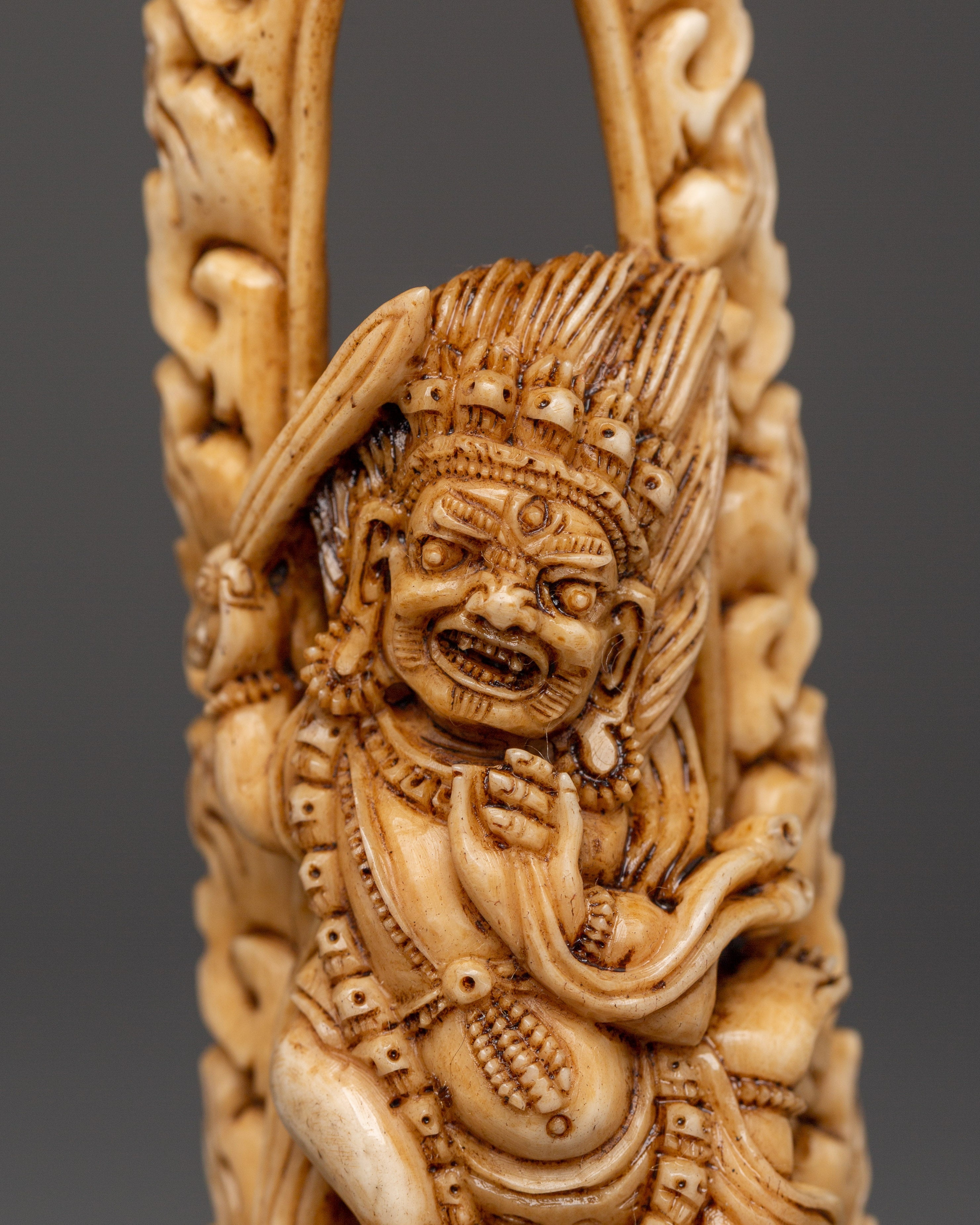 Mahakala Bone Carving Statue | Handcrafted Yak Bone Deity