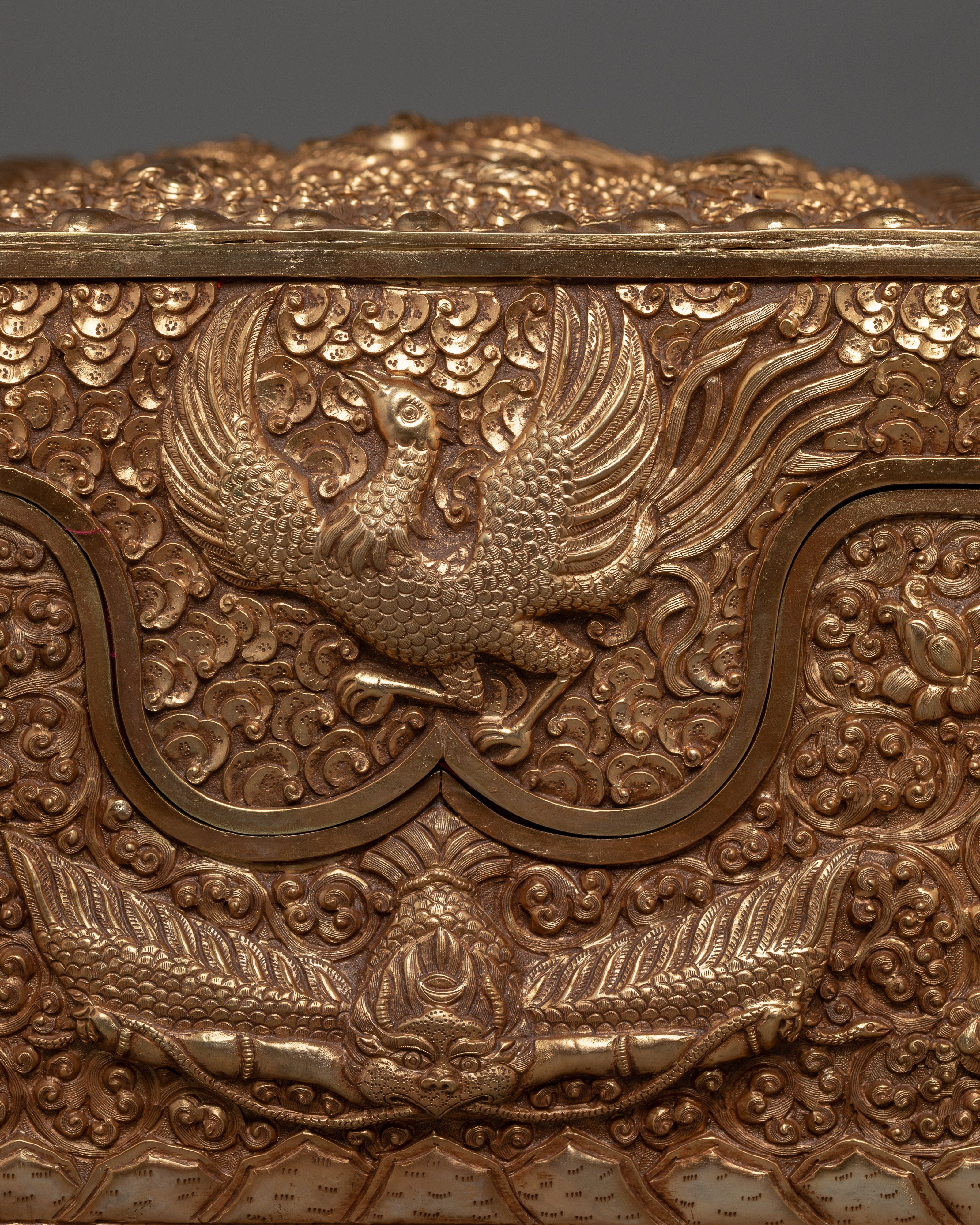 Copper Treasure Box with Gold Plating | Snow Lion Guardians