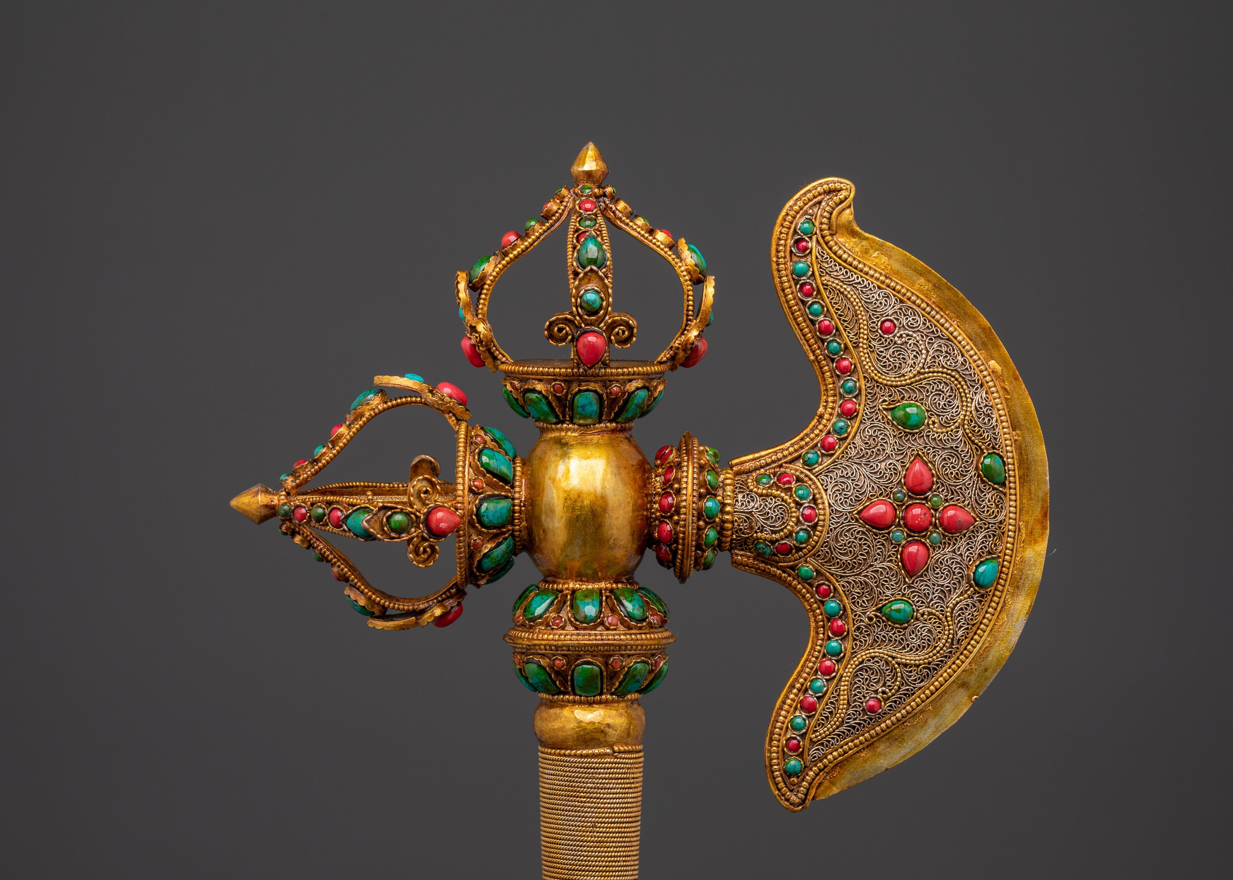 Handmade Copper Axe for Ritual Ceremonies | Gold Plated Sacred Ritual Tool