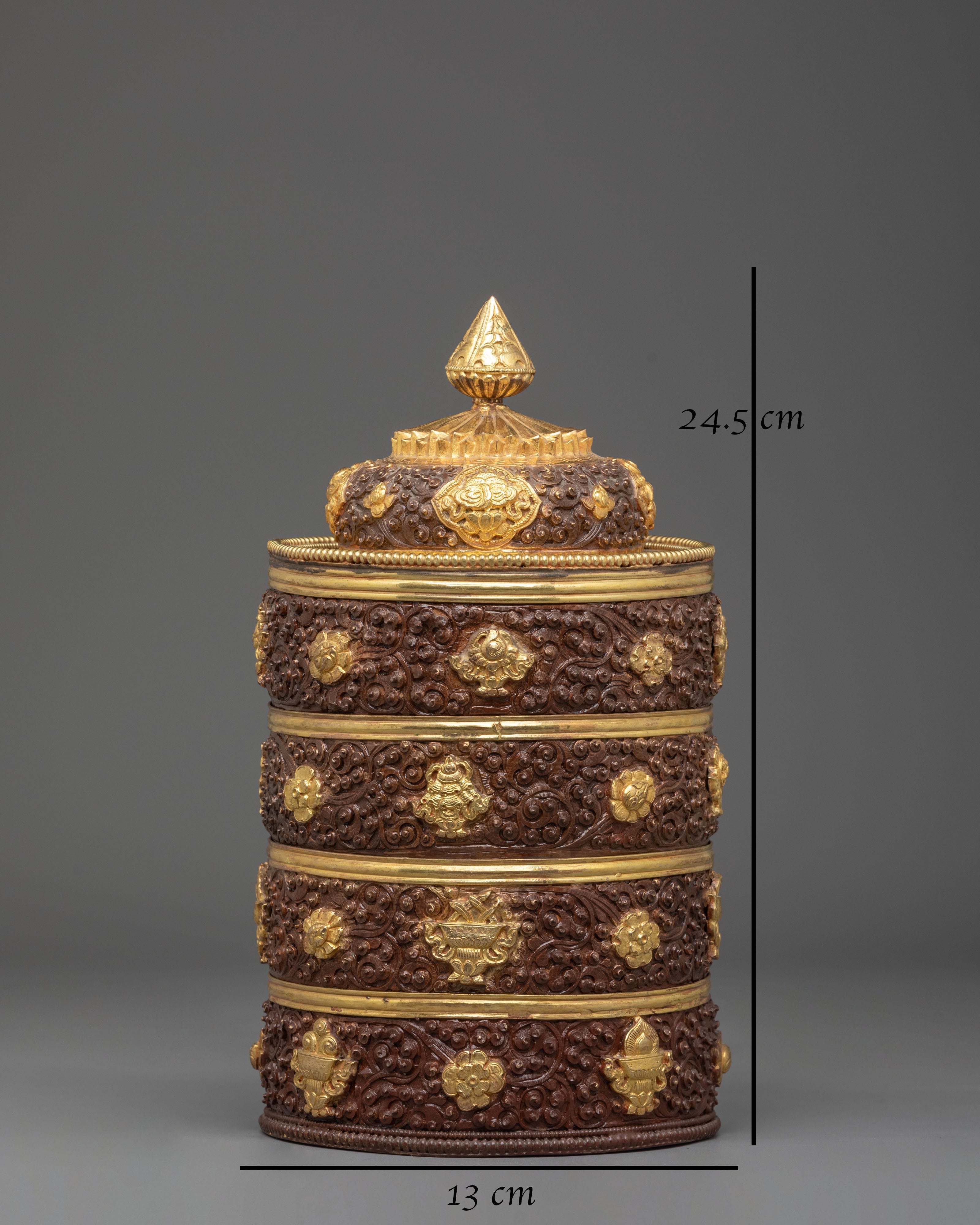 Handmade Traditional Dhupur Rice Pot | Copper Body with Gold Plated Design