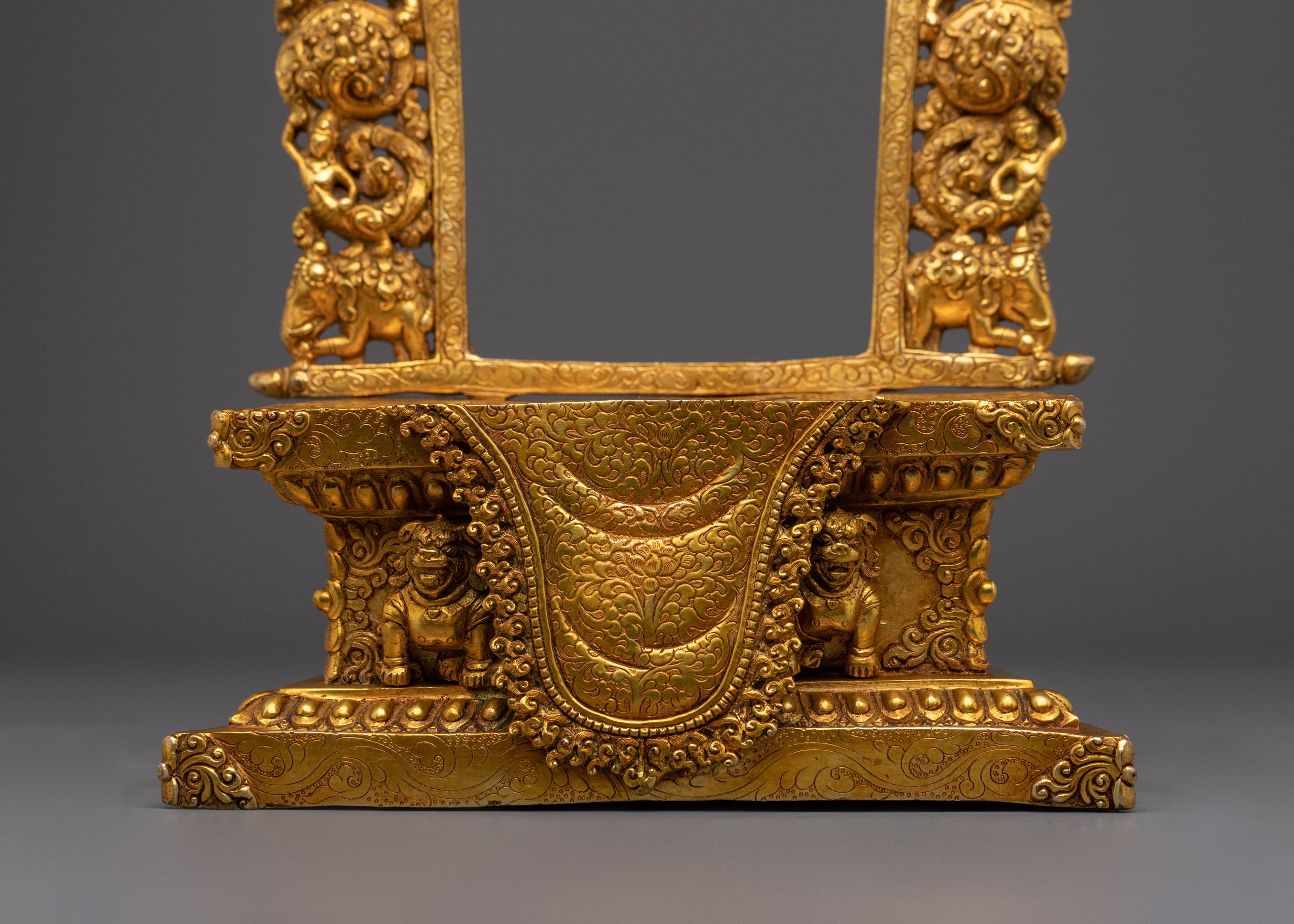 Gold-Plated, Copper Throne with Garuda | Sacred Ritual Throne for Shrine and Altar