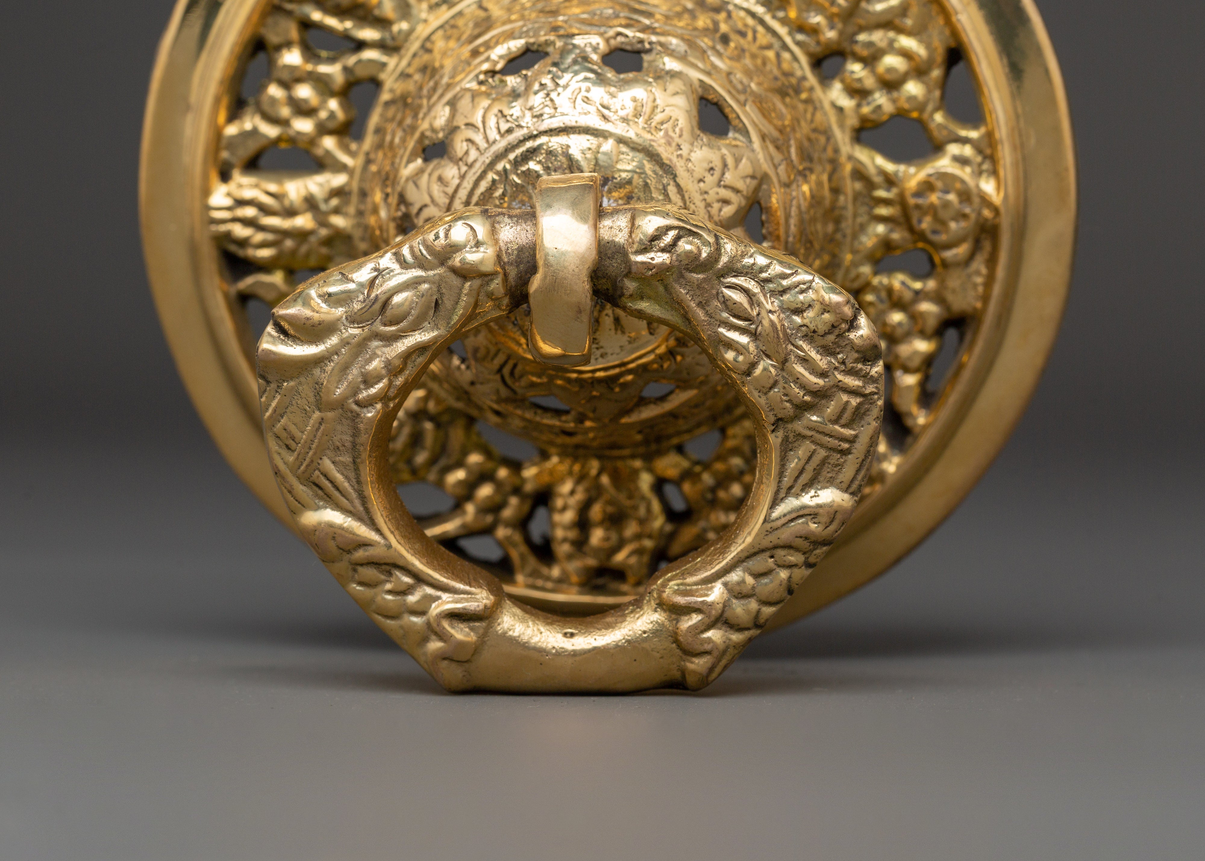 Tibetan Brass Door Knocker Set |  Himalayan-Style Decorative Knockers
