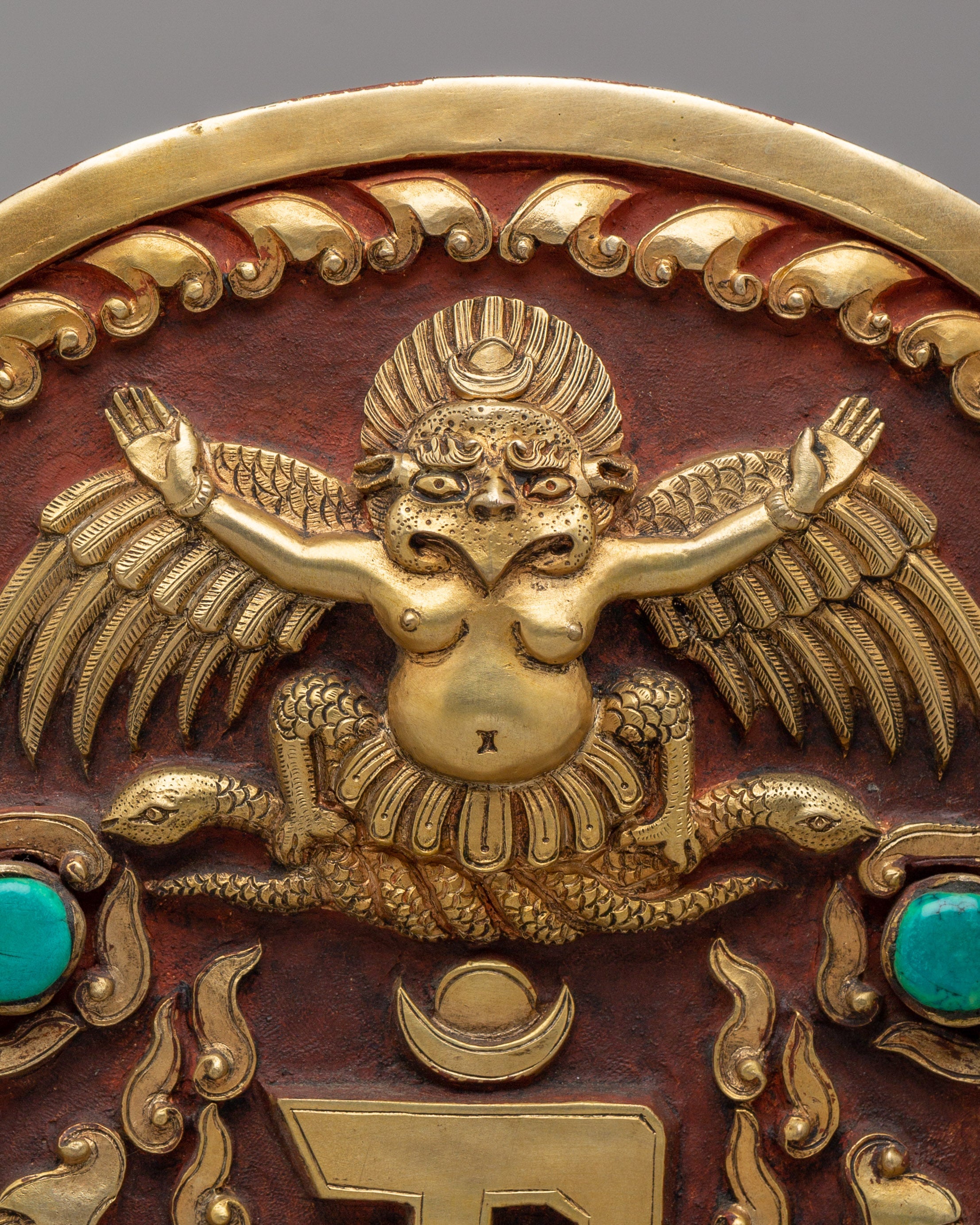 Handmade Garuda Ghau Box | Oxidized Copper with Gold Plating