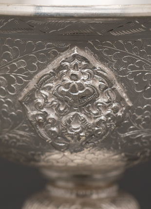 Pure Silver Tibetan Butter Lamp Set | Tibetan Offering Lamps