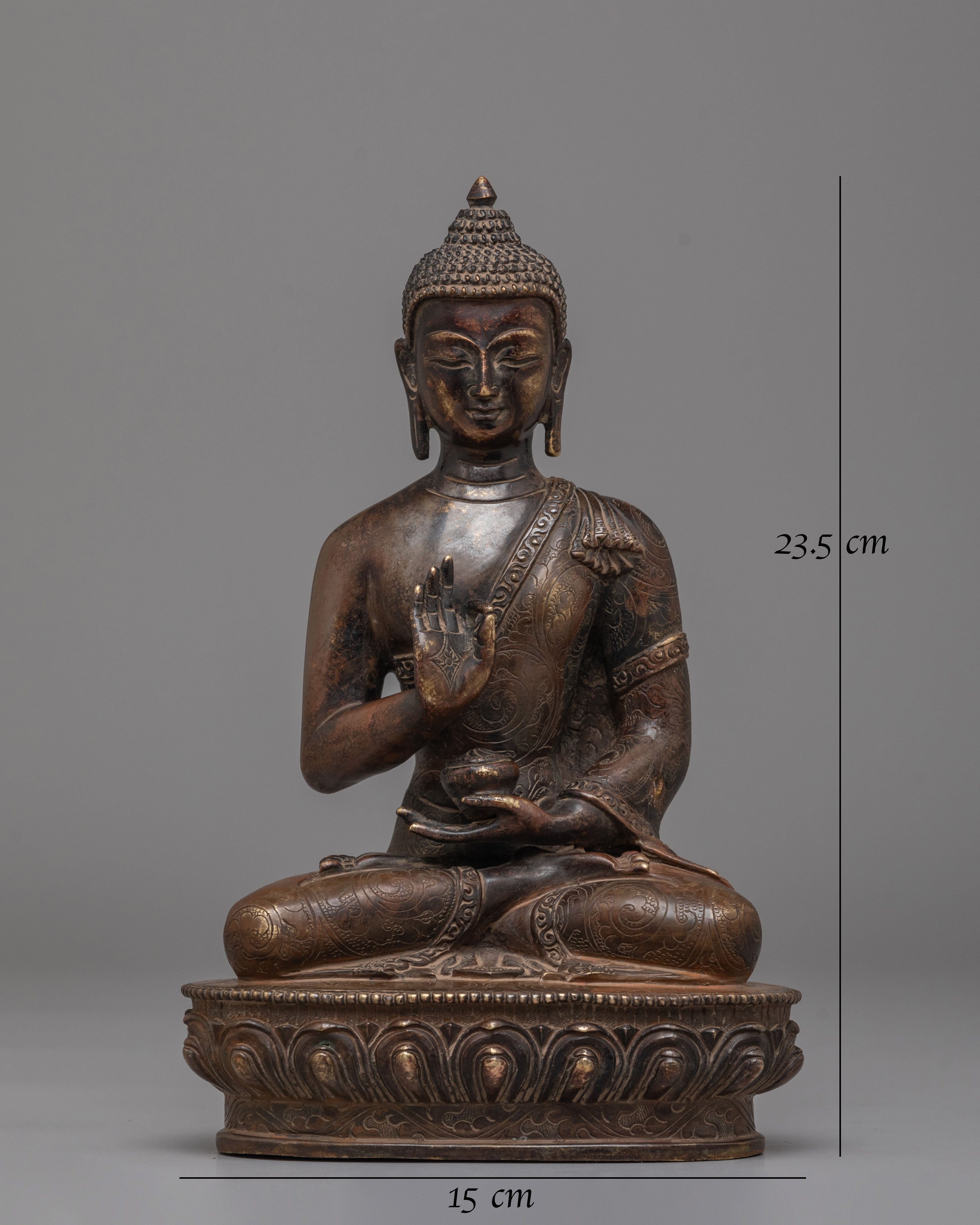 Amogasiddhi Buddha Deity Statue | Oxidized Copper Body