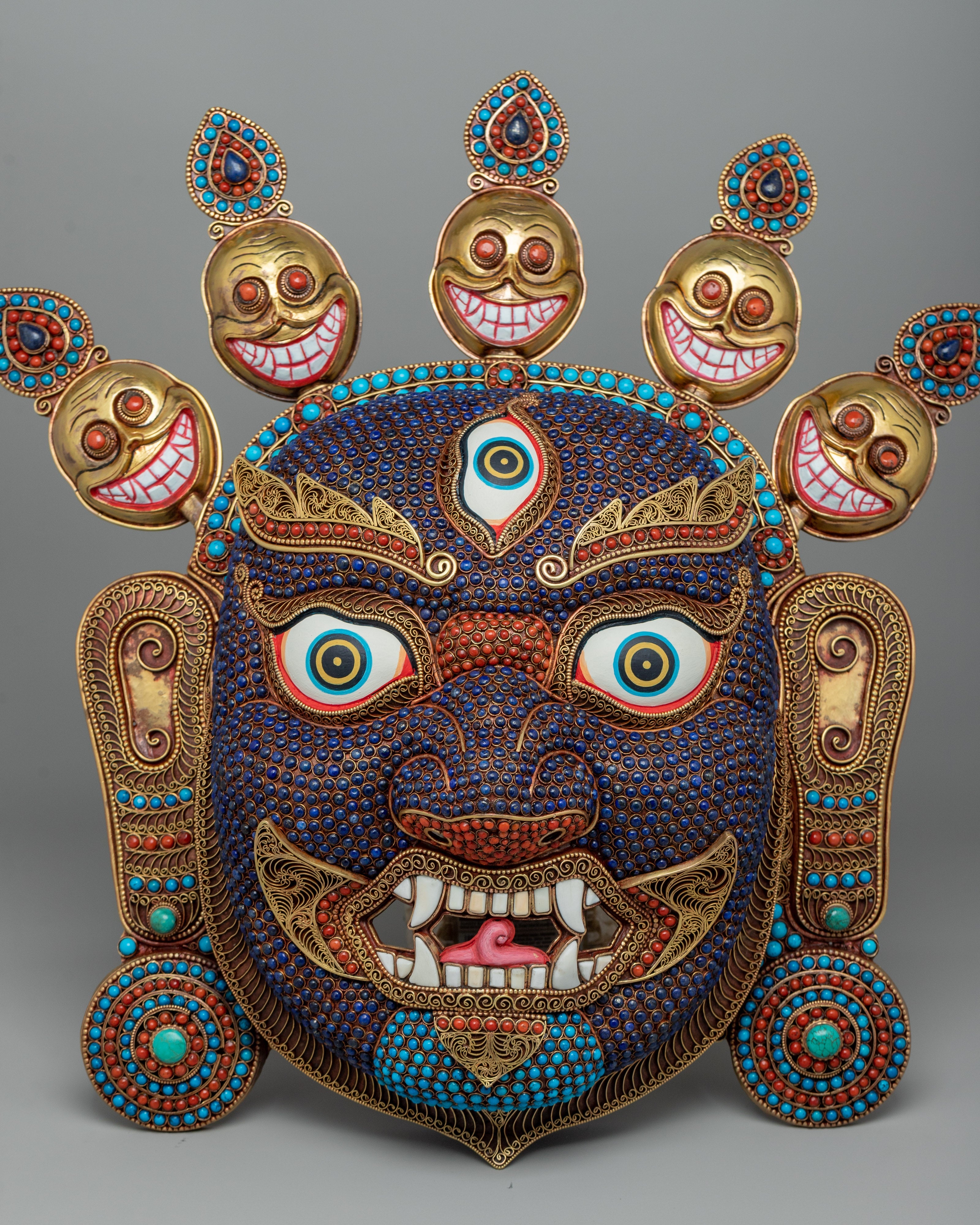Wrathful Dharmapala Bhairav Mask | Handcrafted Tibetan Deity