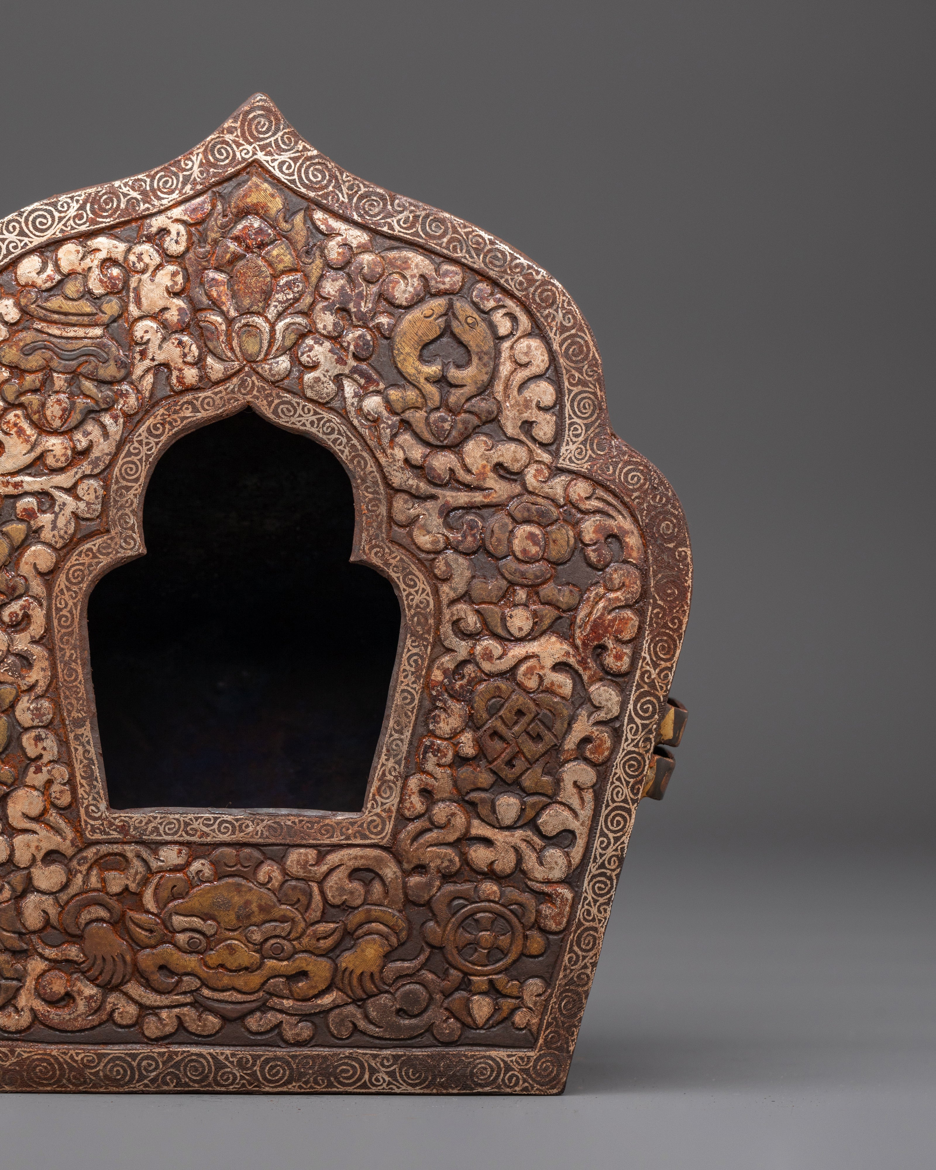 Tibetan Brass Ghau Box | Handcrafted Prayer Box