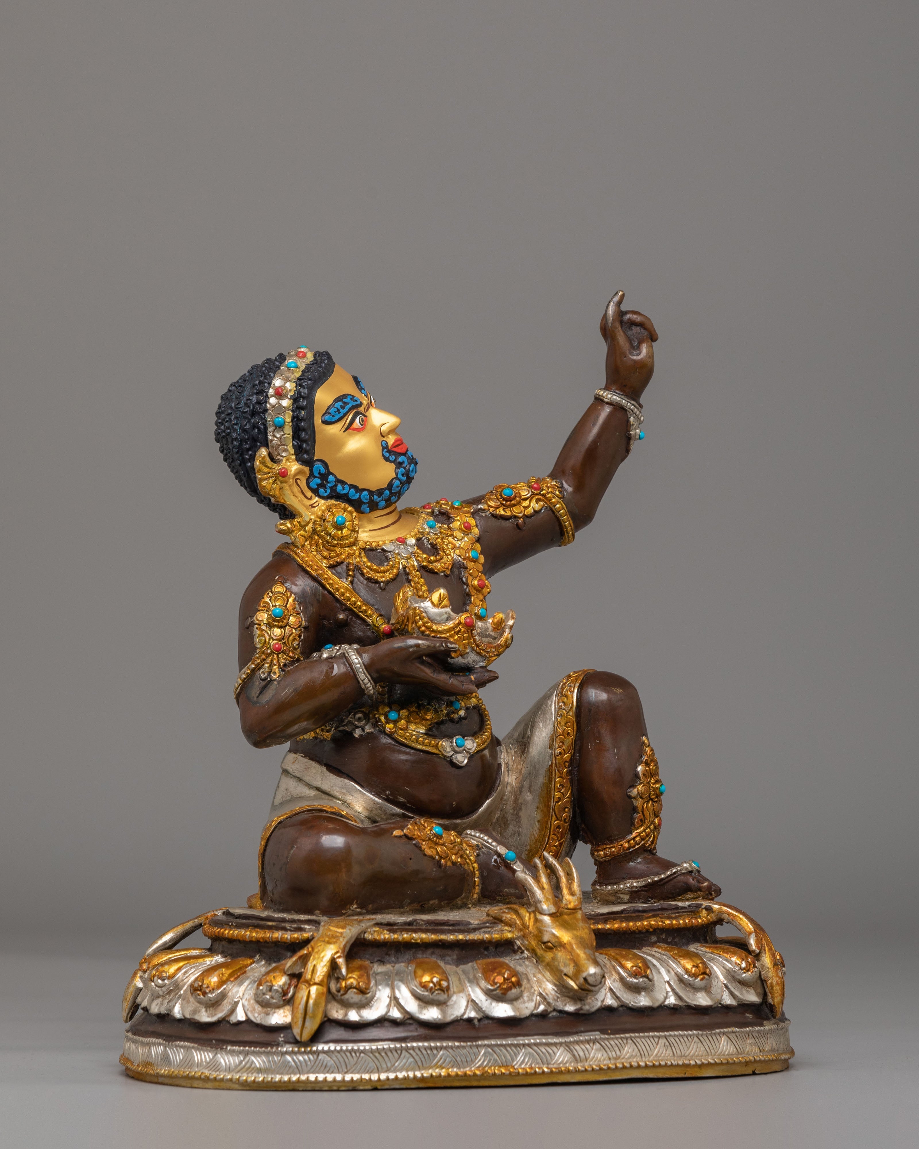 Mahasiddha Virupa Statue | 24K Gold Plated Buddhist Meditation Sculpture