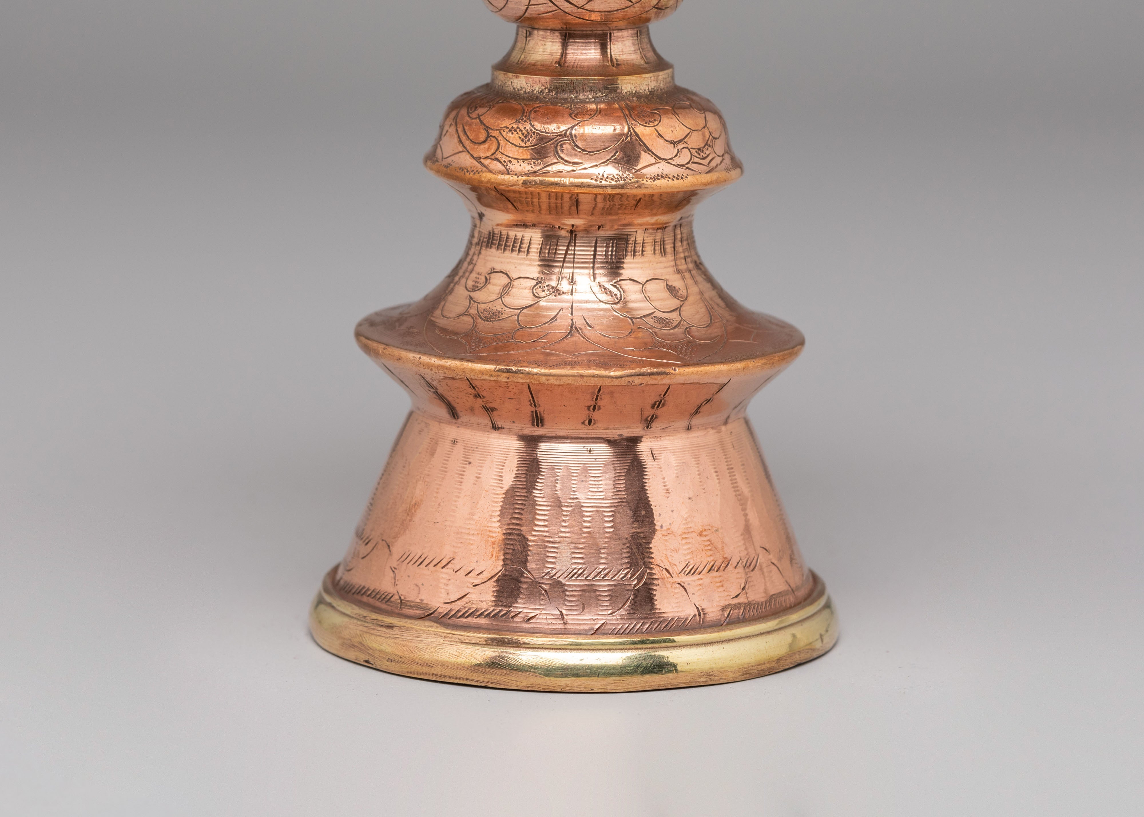 Handcrafted Ritual Butter Lamp Set | Copper and Brass Tibetan Altar Offering Lamps