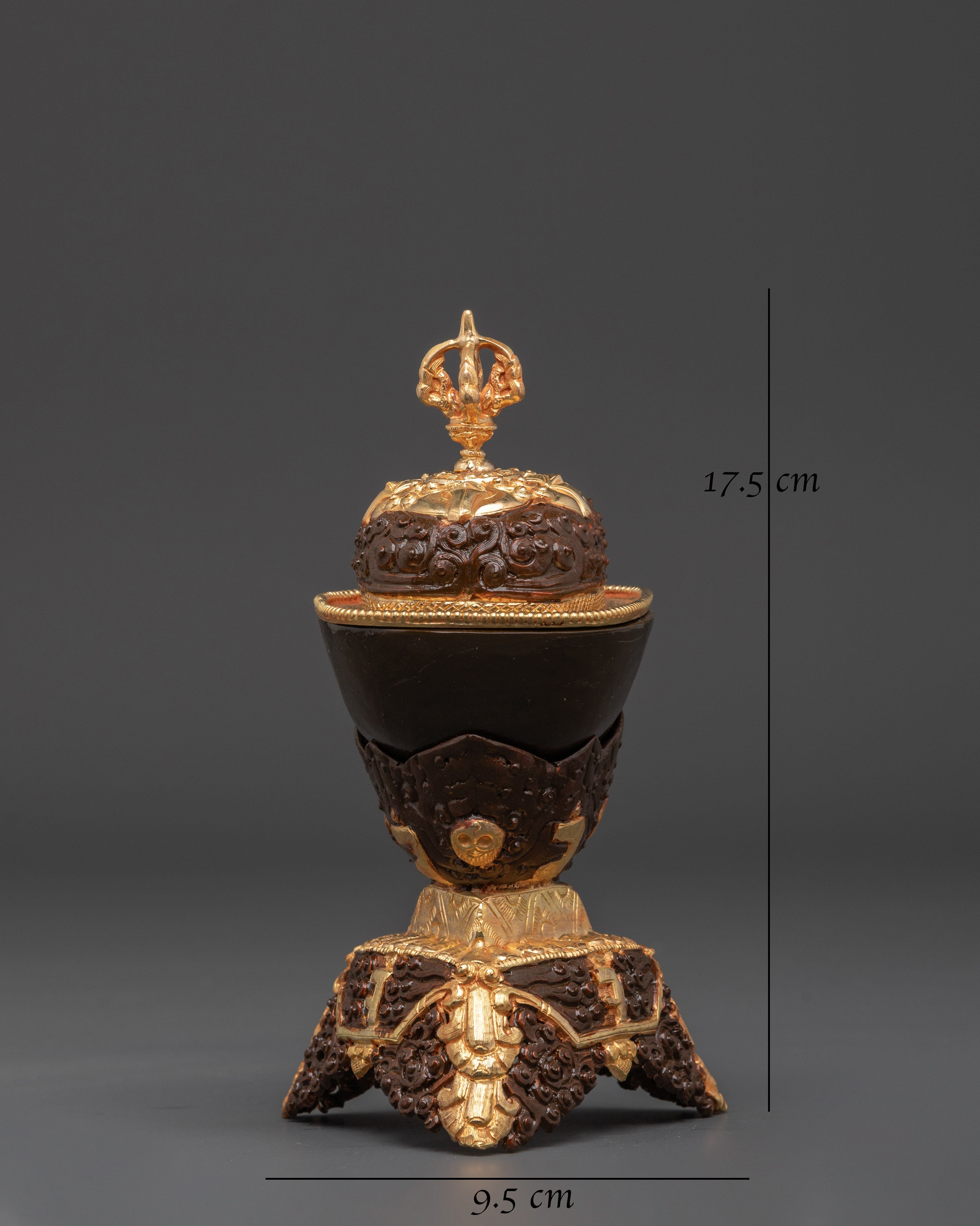 Tibetan Sacred Kapala Artifact | Handcrafted Gold Gilded Copper Ritual Cup
