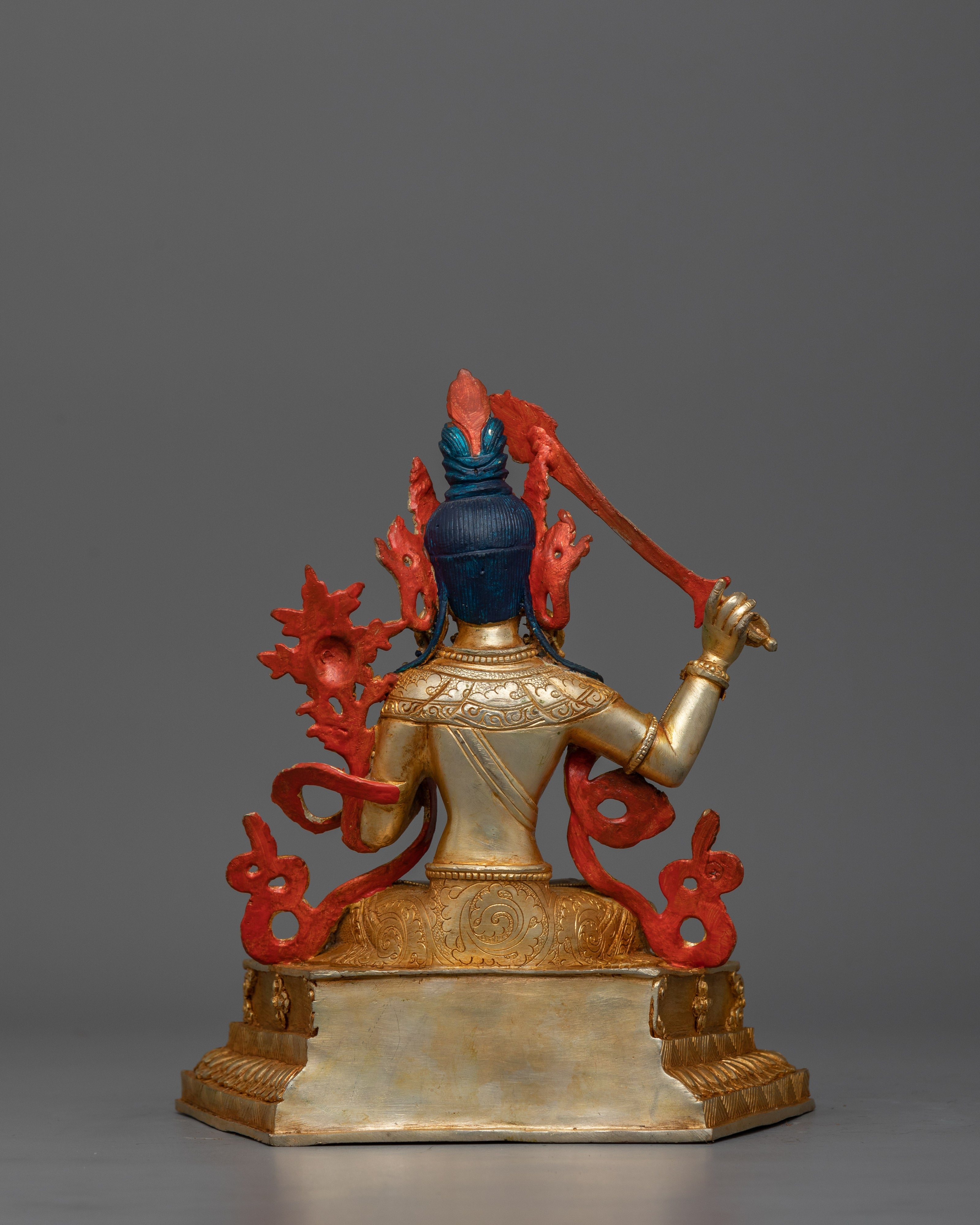 Crystal Manjushri Statue | Gold Electroplated Deity Sculpture