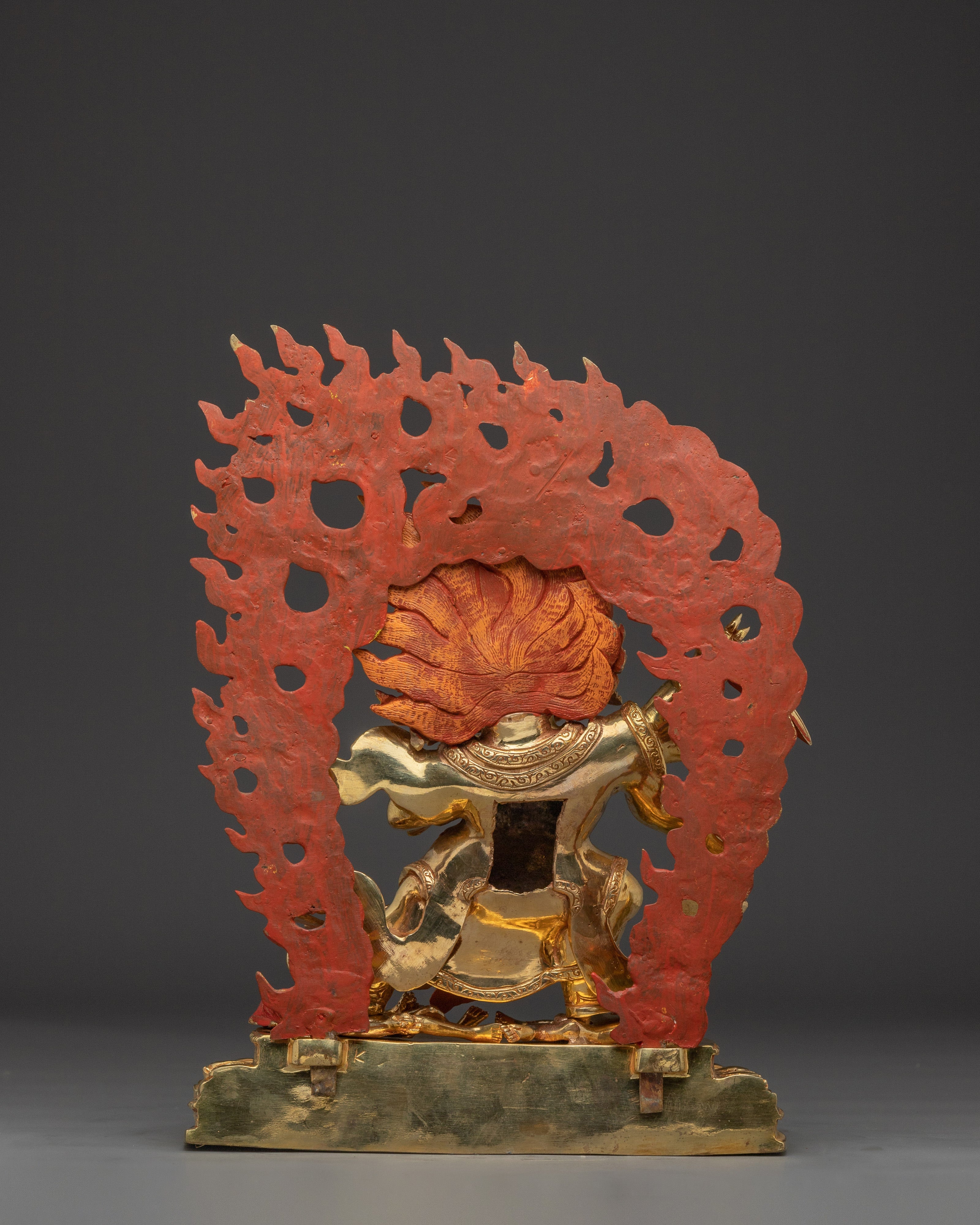 Golden Wrathful Mahakala Statue | Guardian of the Dharma