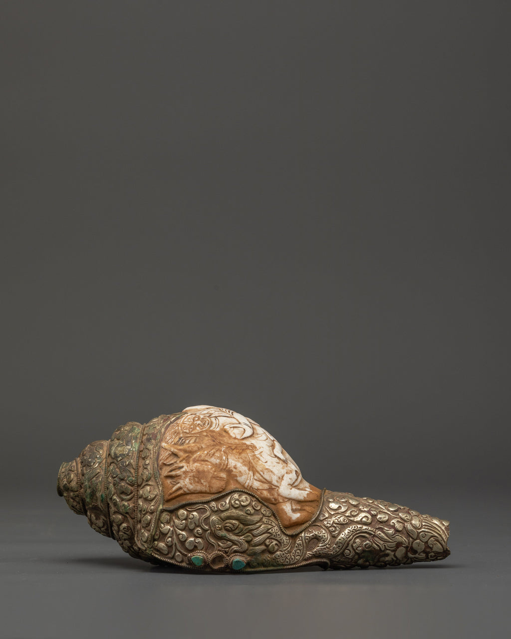 Traditional Shells Traditional Ritual Conch Shell | Tibetan Buddhist Altar Offering Shell