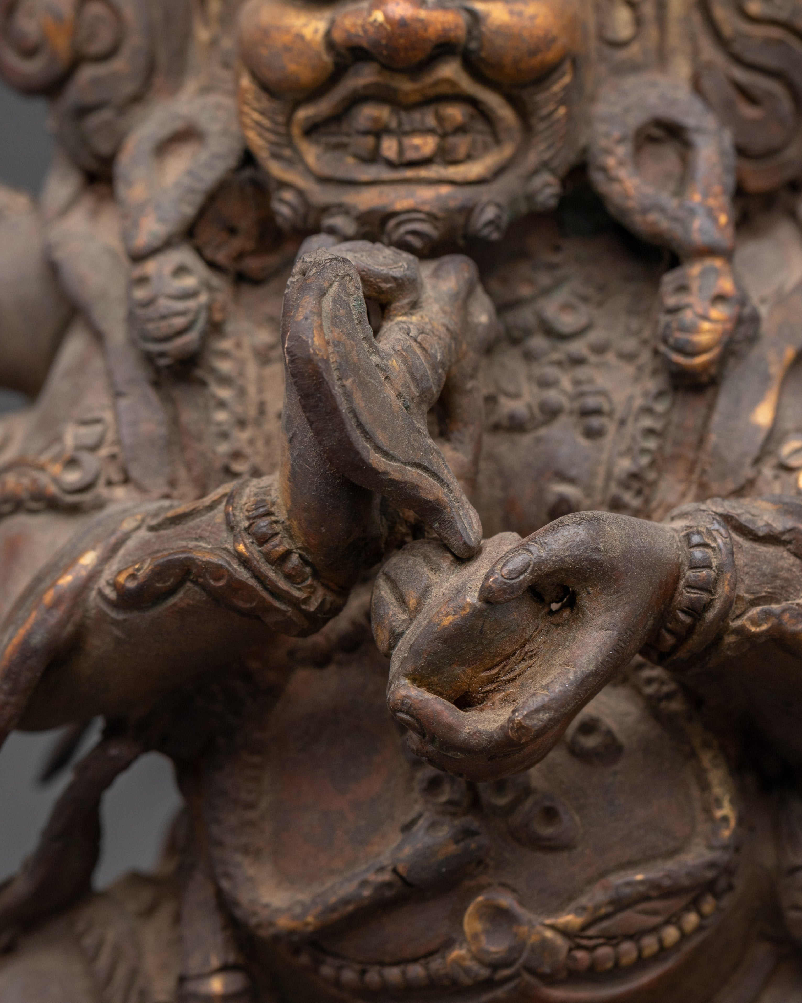 Handmade Six-Armed Mahakala Statue | Copper Body Statue