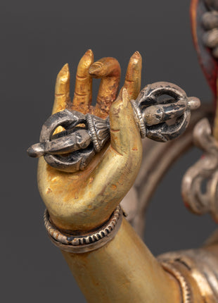 Handcrafted Vajrapani Statue | Copper Body with Gold Plating, Pure Silver & Acrylic Paint