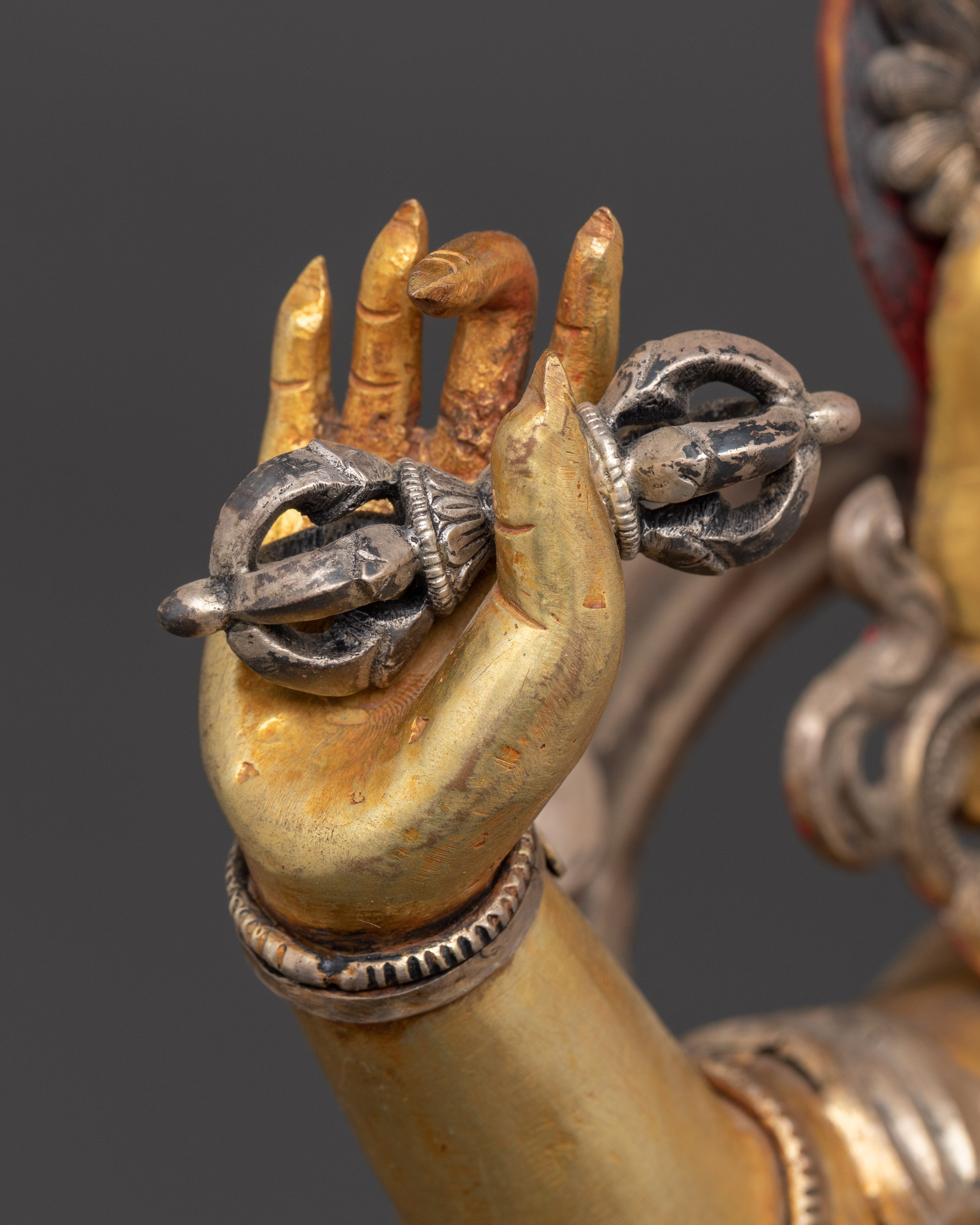 Handcrafted Vajrapani Statue | Copper Body with Gold Plating, Pure Silver & Acrylic Paint