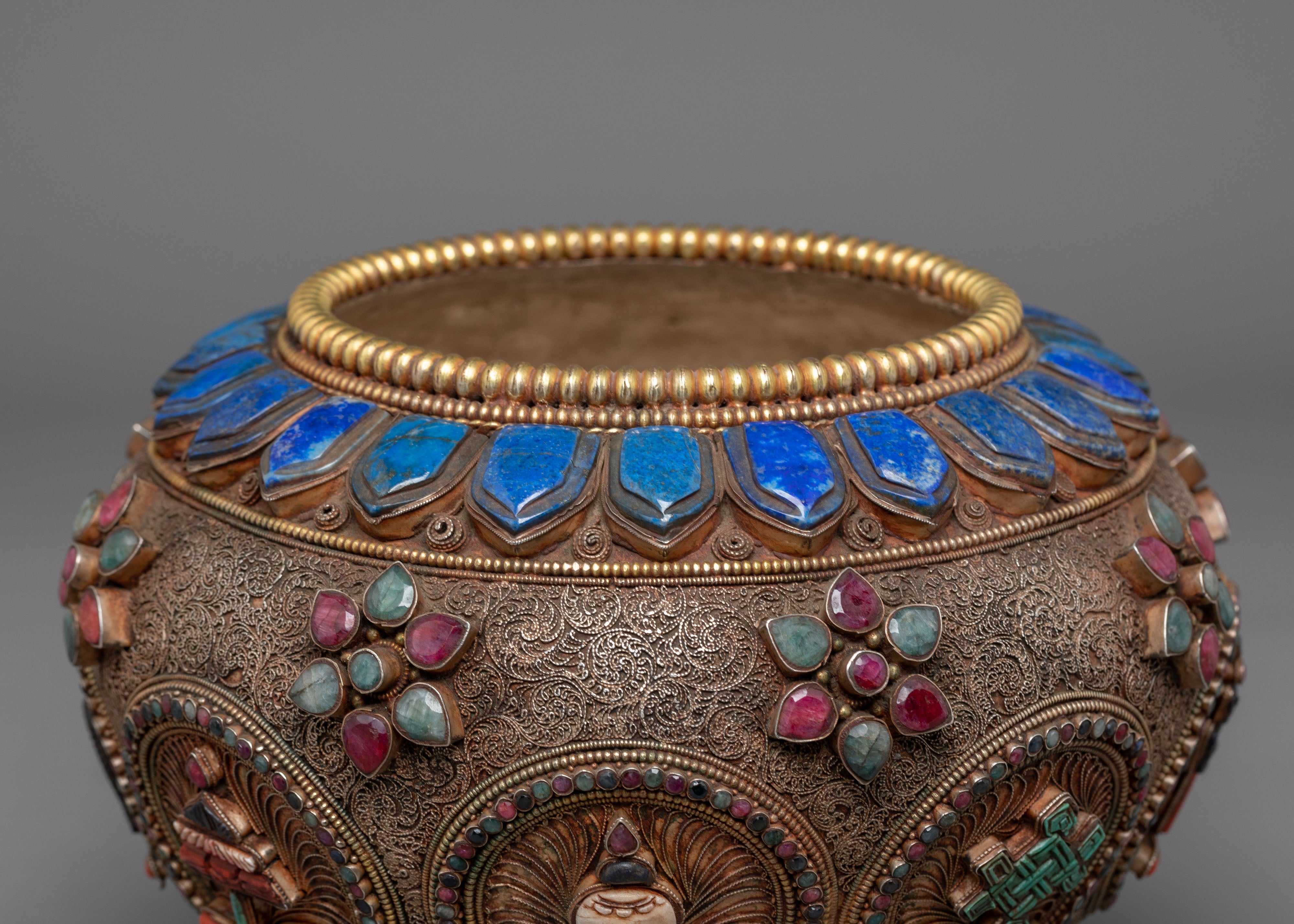 Tibetan Buddhist Dhupur Rice Pot | Himalayan Ritual Offering Vessel