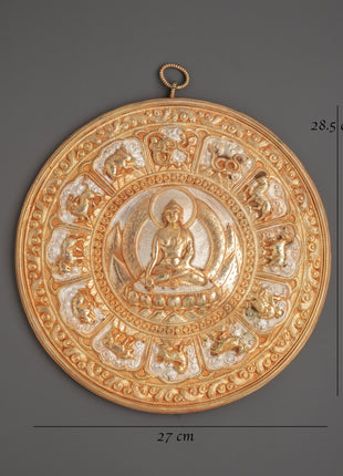 Buddha with 12 Zodiac Animals Wall hanging | Buddhist Himalayan Art for Sacred Space
