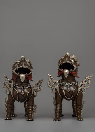 Handcrafted Lion Statue Set