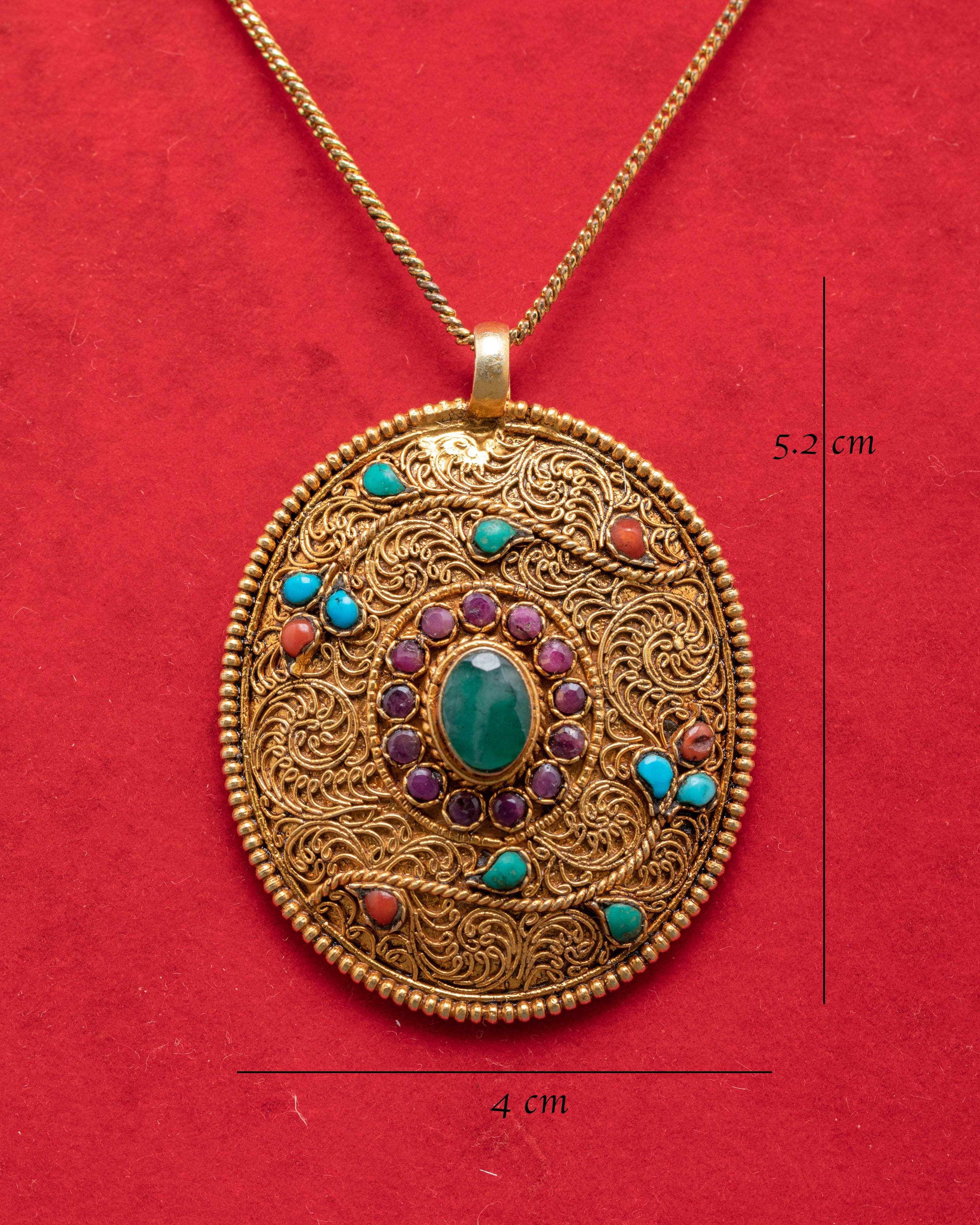 Panna Stone Pendant | Coral Ruby Necklace