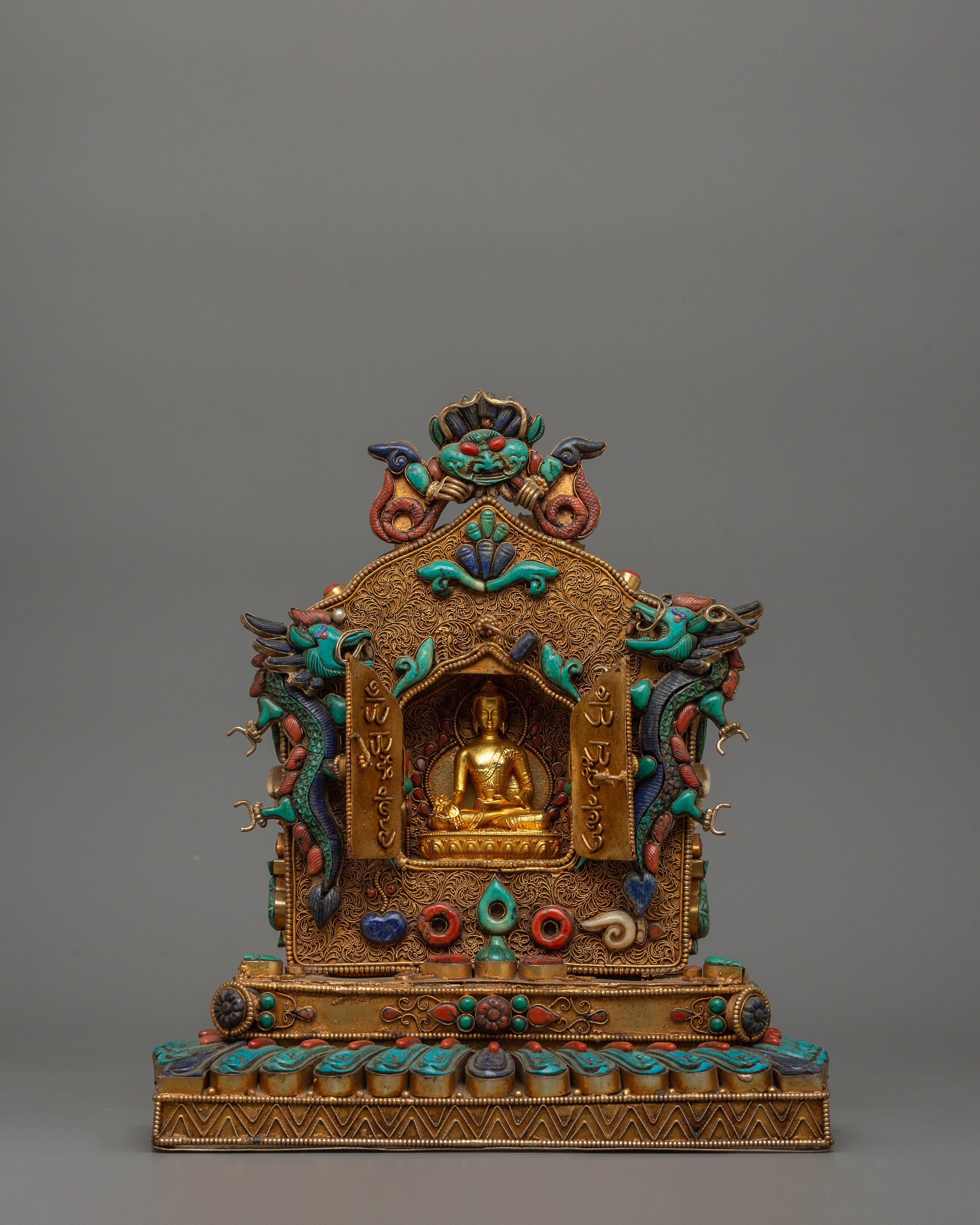 Decorative Tibetan Gau Shrine Box | Spiritual Tibetan Art