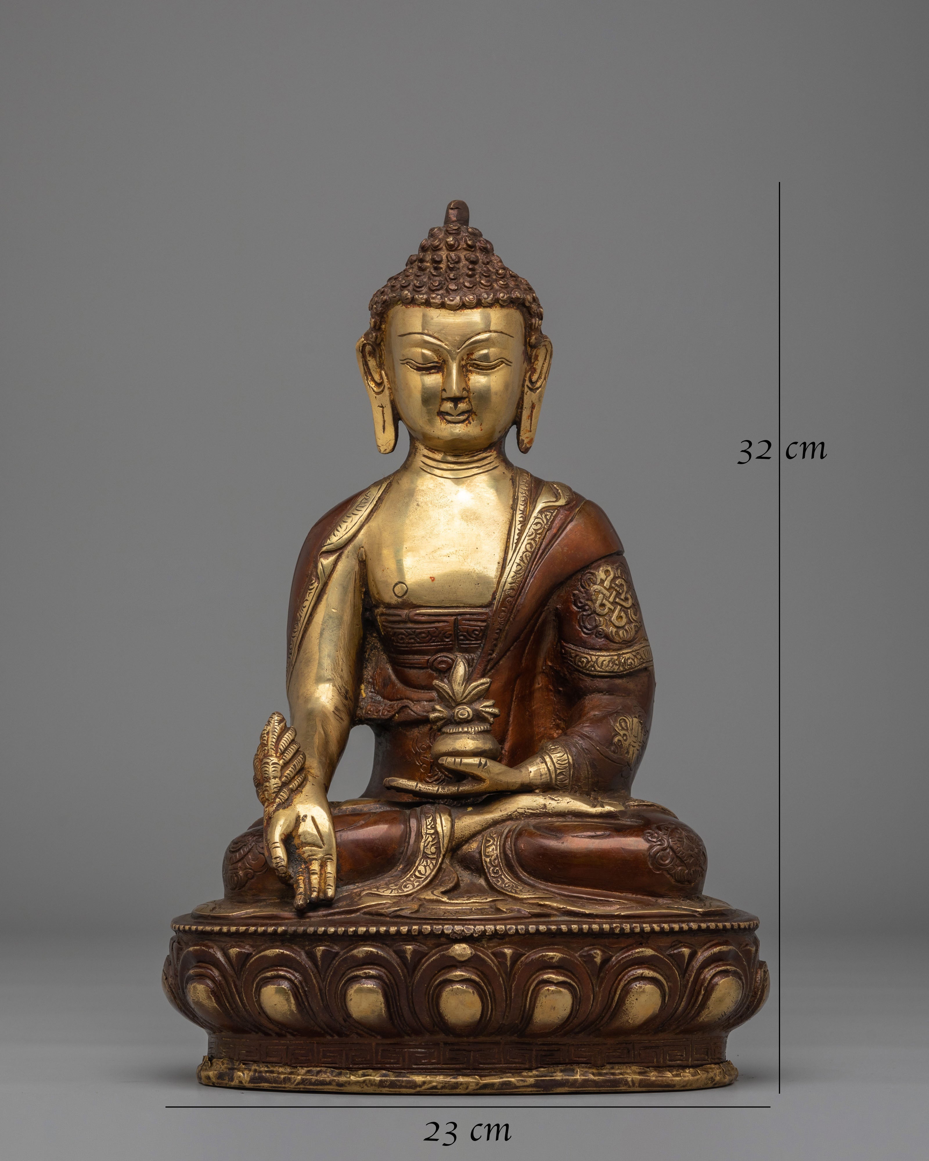 Scared Medicine Buddha Buddhist Statue | Handcrafted Brass Sculpture
