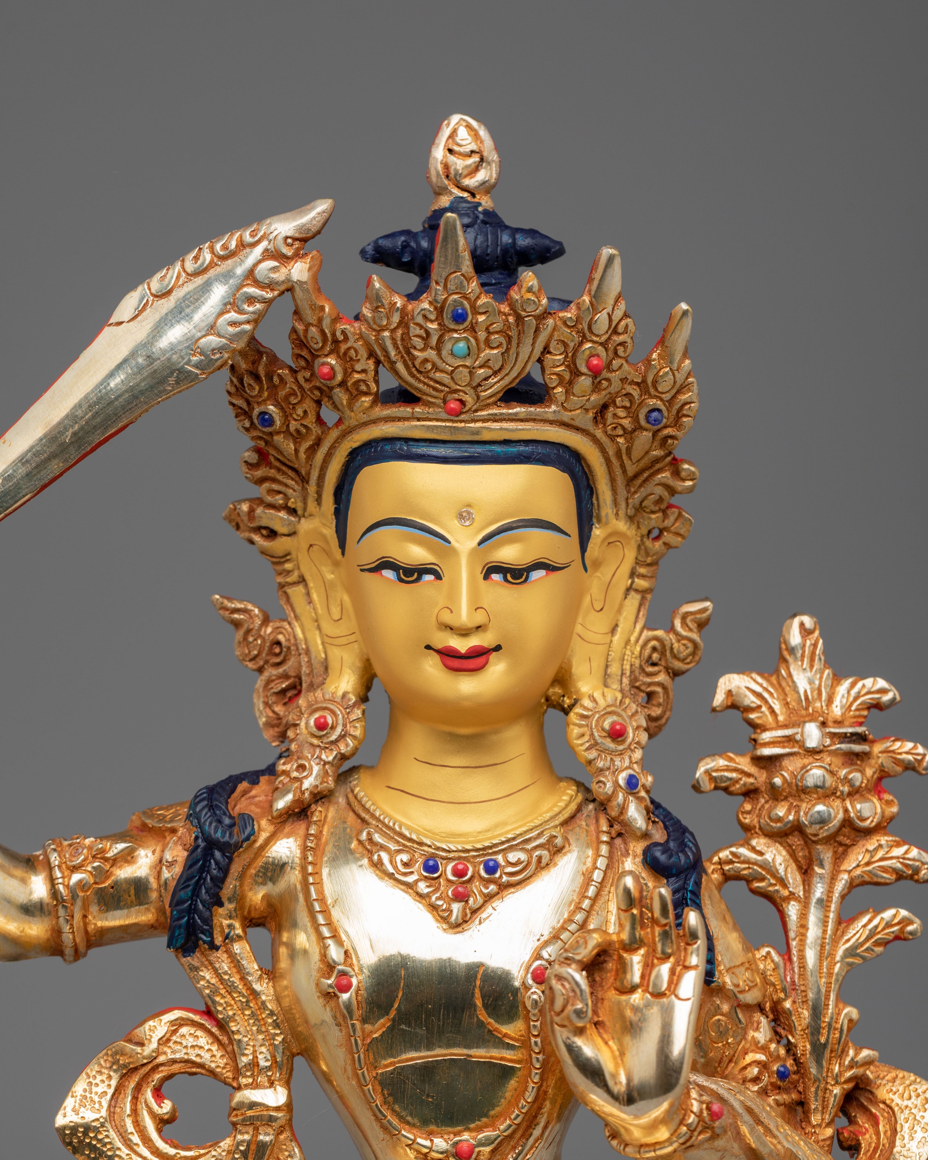 Handmade Manjushri Bodhisattva Sculpture | Wisdom Deity Statue