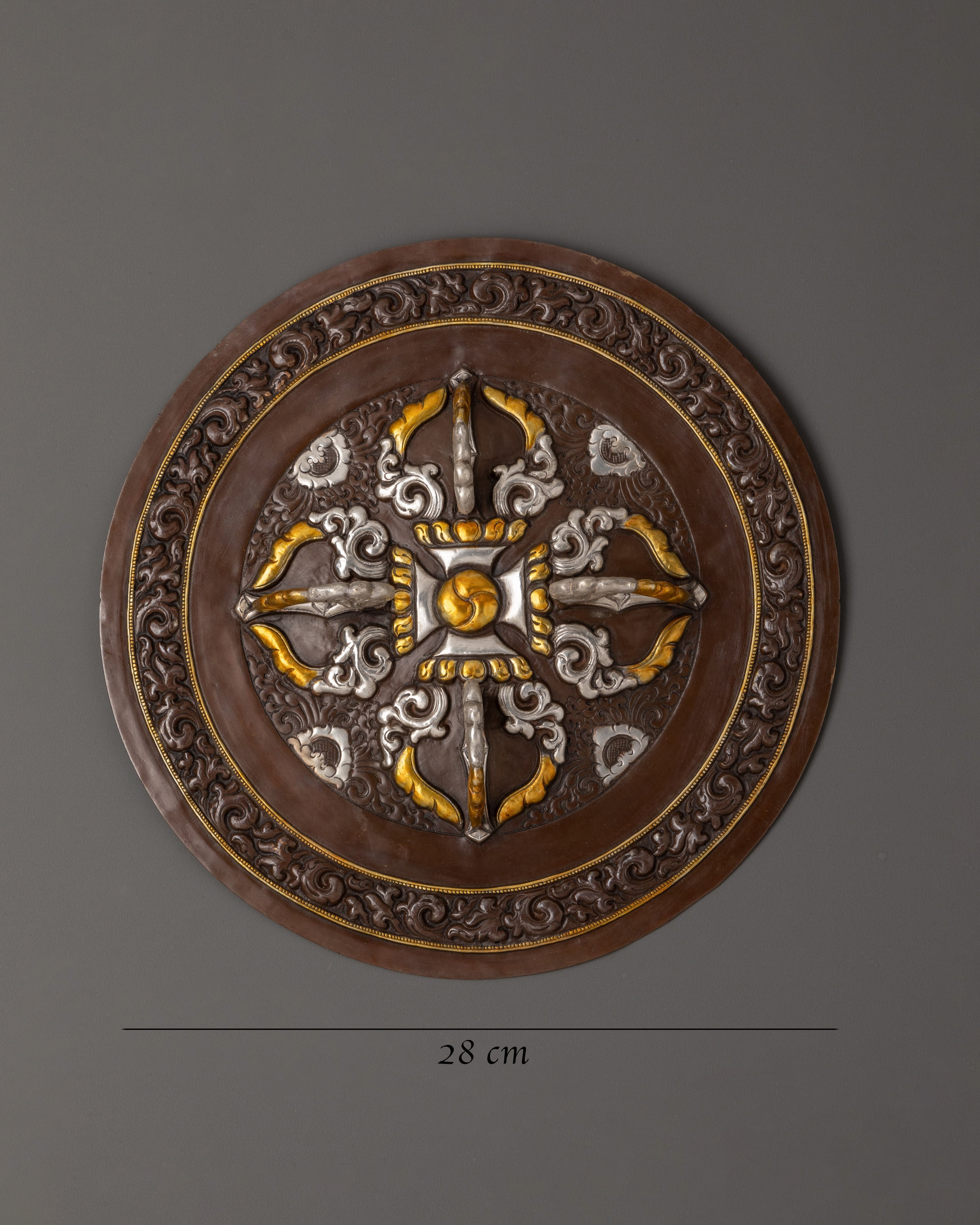 Tibetan Copper Wall Art | Handcrafted 28cm Mandala
