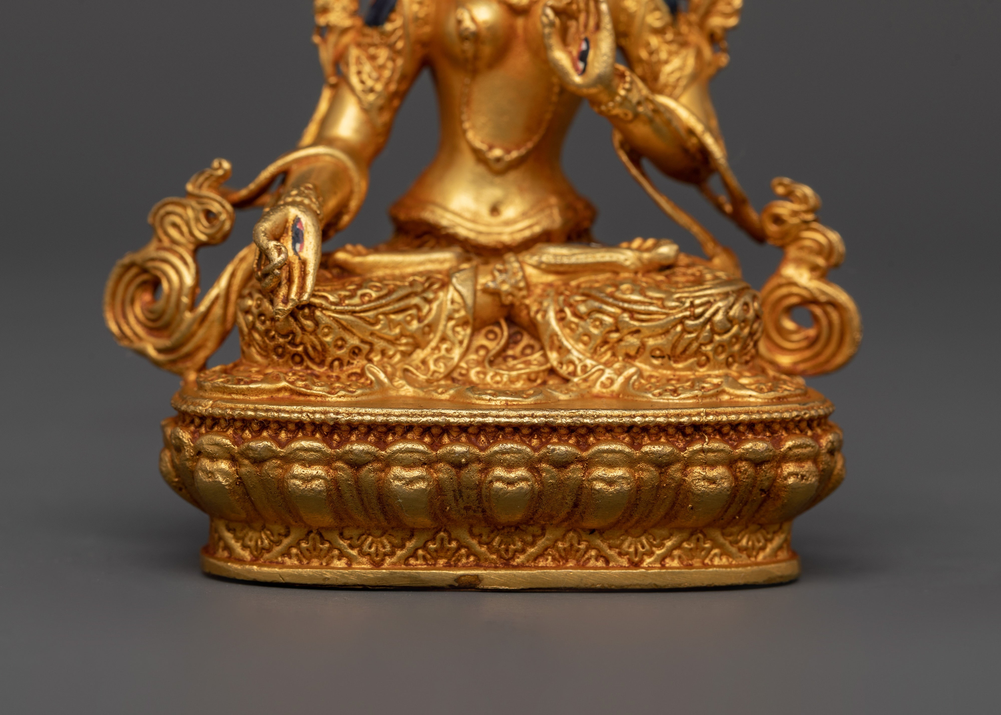 Graceful White Tara Goddess Statue | Handcrafted Gold-Plated Copper