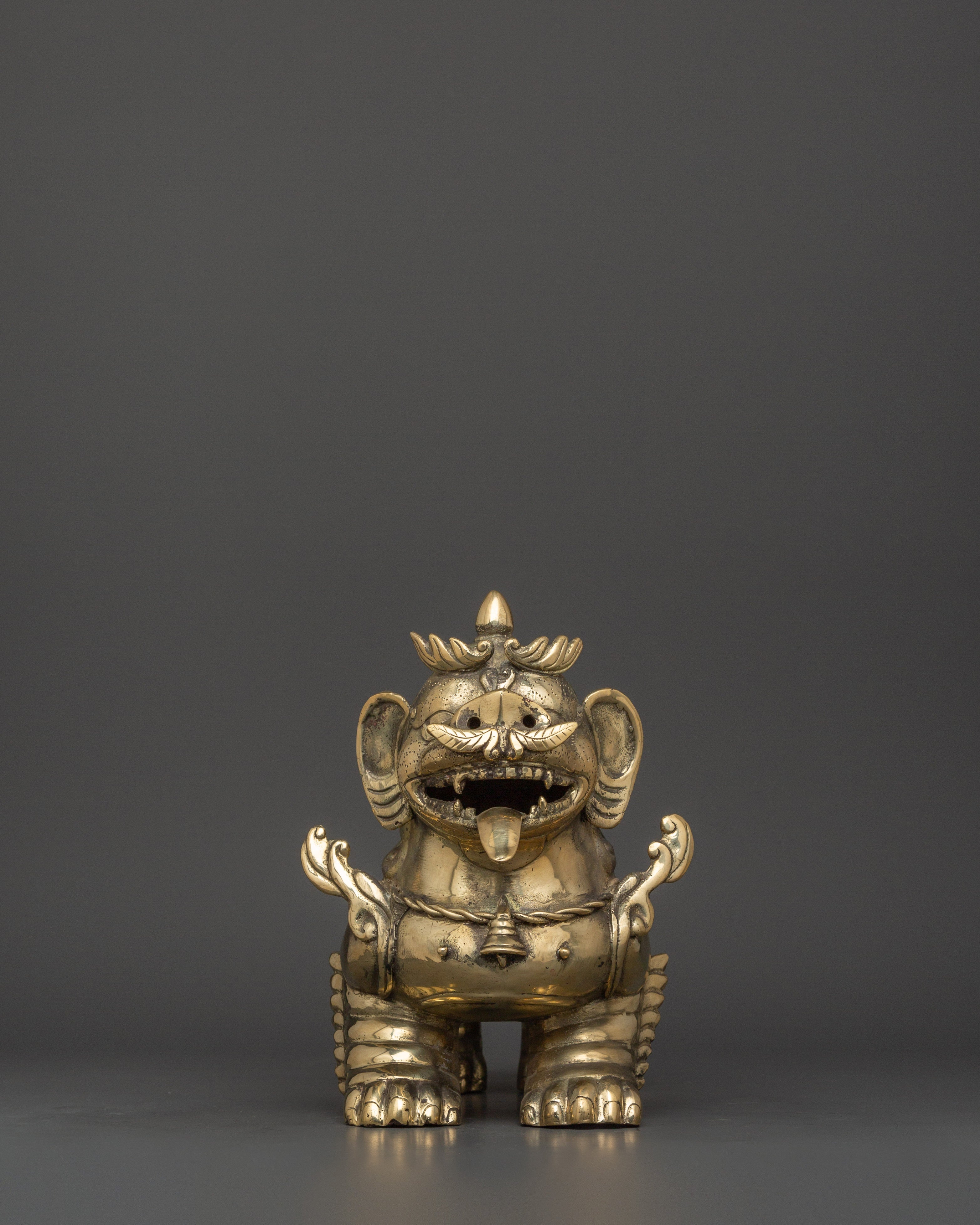 Handmade Tibetan Snow Lion Set | Brass Guardian Statues