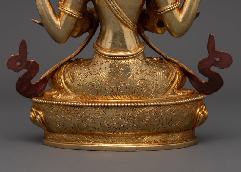 Sacred Gold-Plated Chenresig Statue | Bodhisattva of Compassion