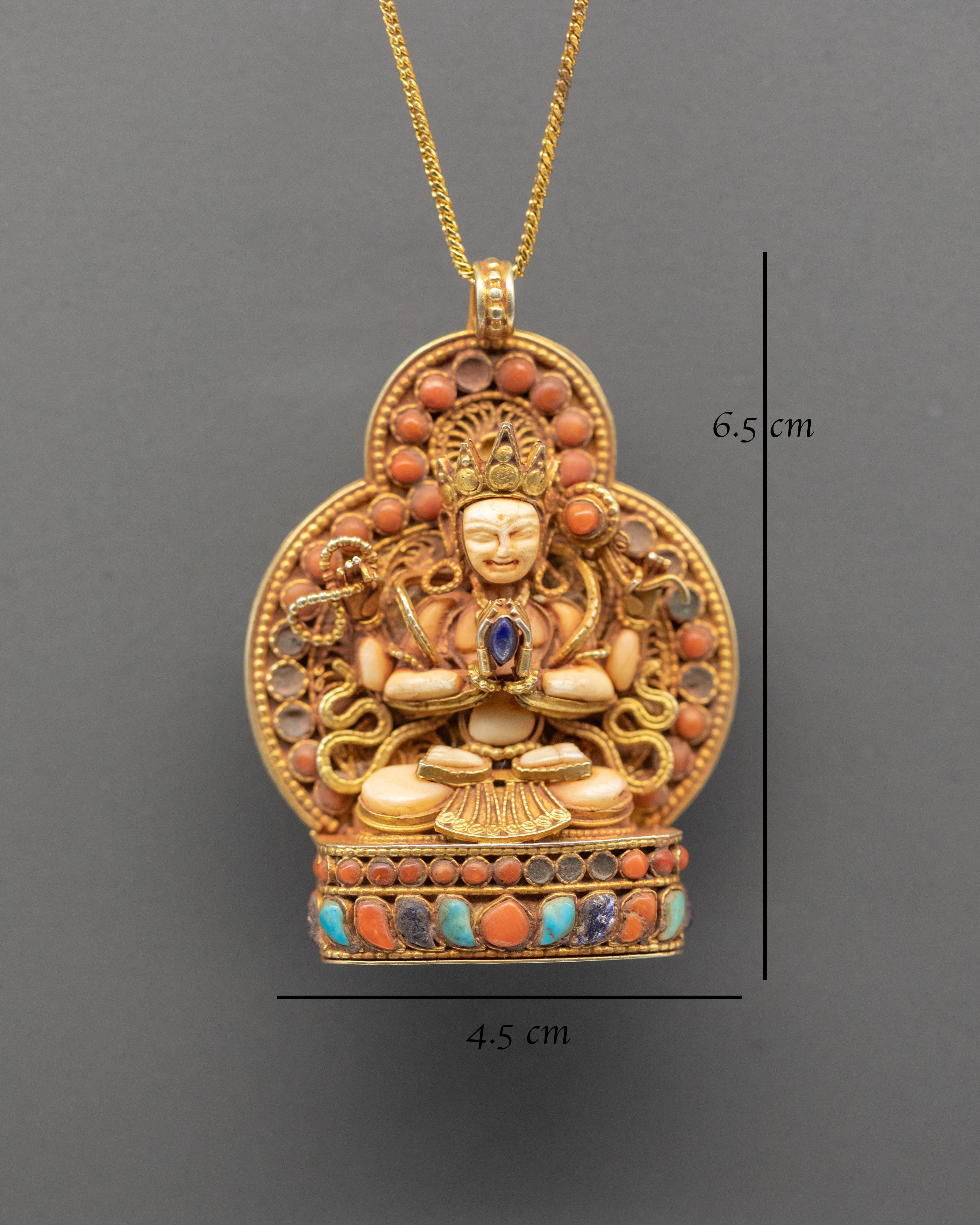 Handmade Bodhisattva Chenrezig Locket | Tibetan Compassion Pendant
