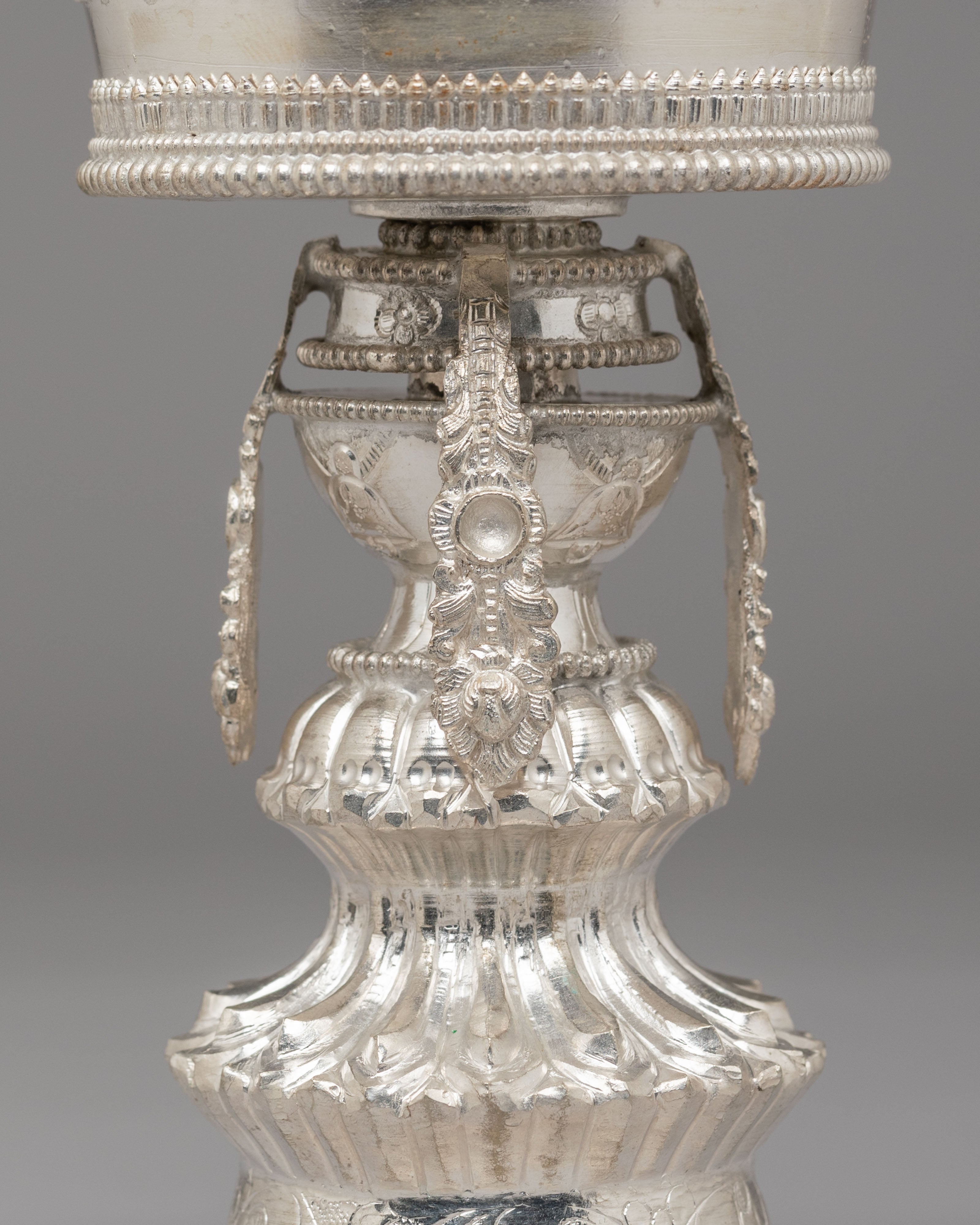 Himalayan Altar Butter Lamp Set | Silver Plated Buddhist Lamps