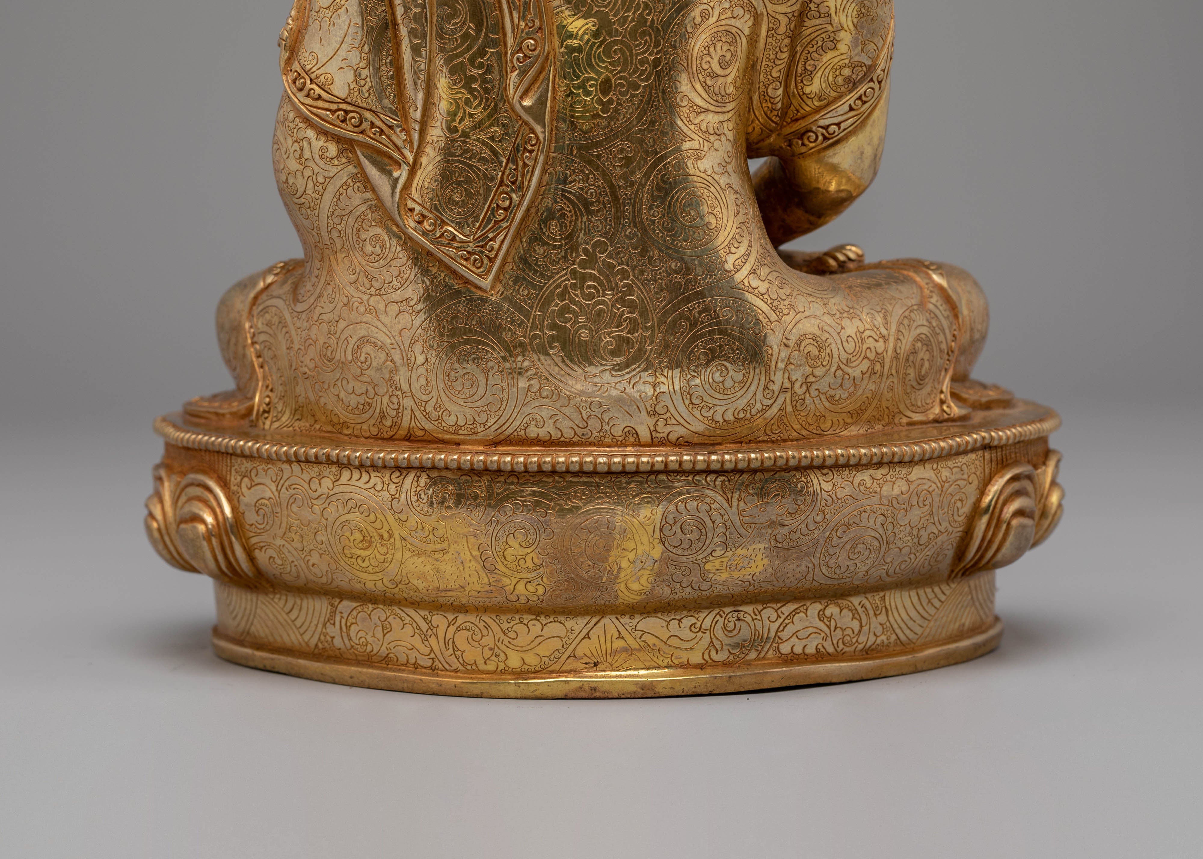 Handcrafted Amitabha Buddha Statue with Copper Body and 24K Gold Gilding