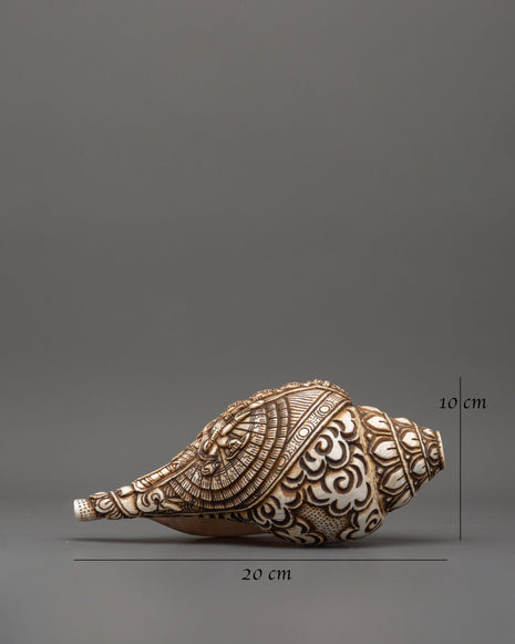 1000 Armed Chenrezig Carved Conch | Tibetan Spiritual Healing and Meditation Tool