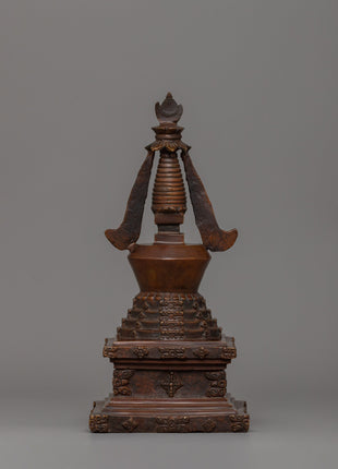 24cm Chorten Tibetan Stupa Artwork | Handcrafted Religious Craftsmanship