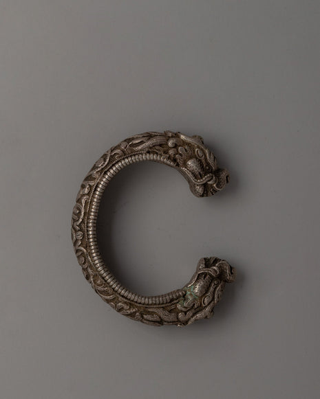 18K Silver Dragon Head Bracelet