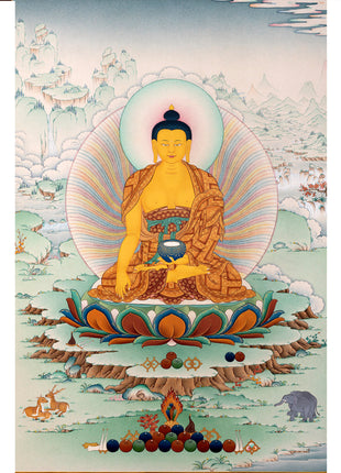 Buddha Shakyamuni Thangka | Hand Painted Tibetan Buddha Painting | Tibetan Buddhist Art
