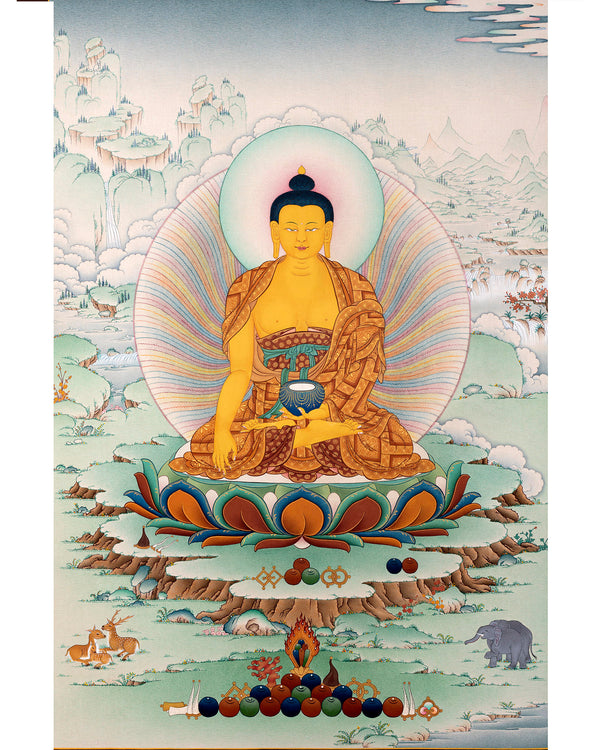 Buddha Shakyamuni Thangka | Hand Painted Tibetan Buddha Painting | Tibetan Buddhist Art
