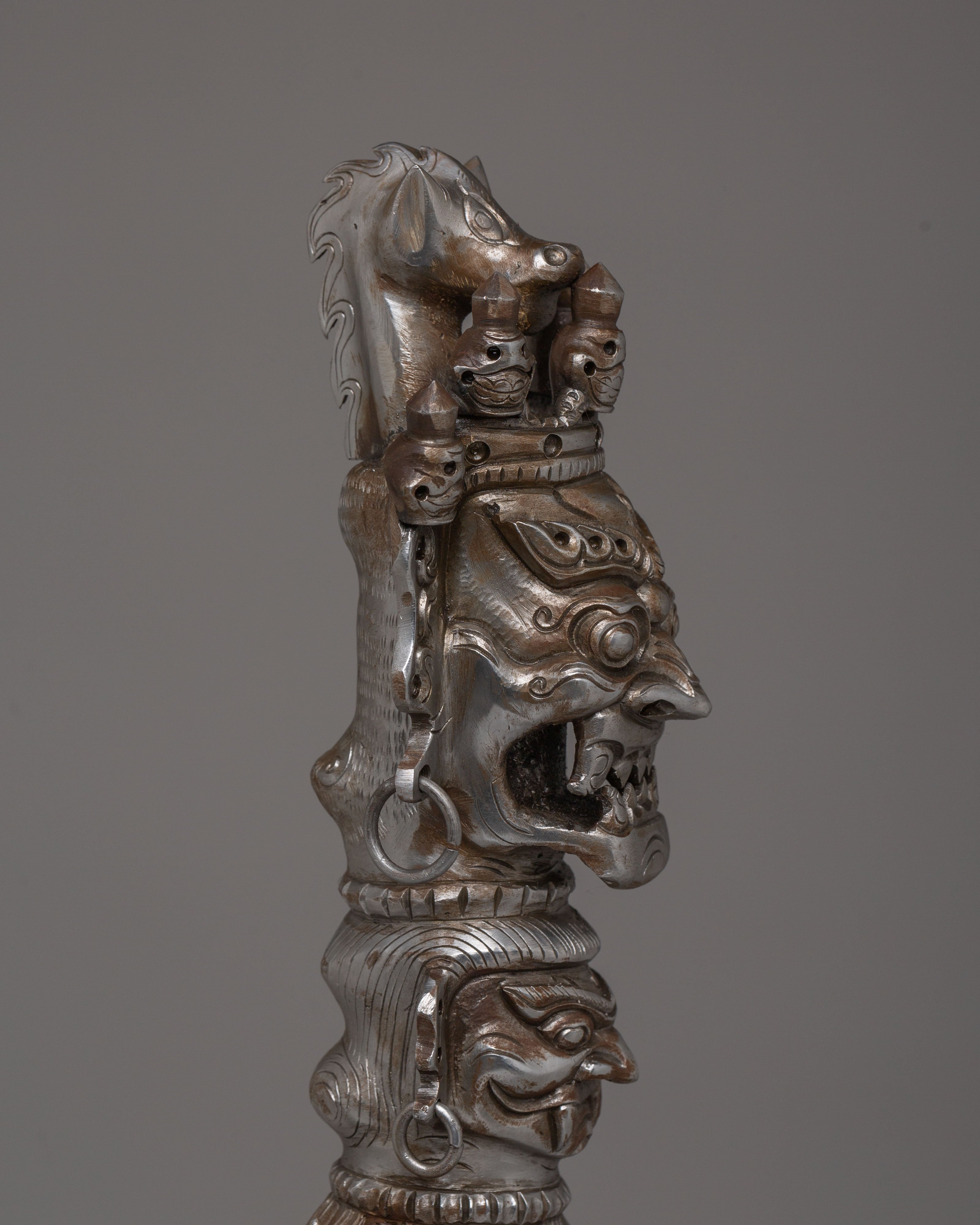 Handcrafted Iron Ritual Phurba | Tibetan Ceremonial Dagger for Protection