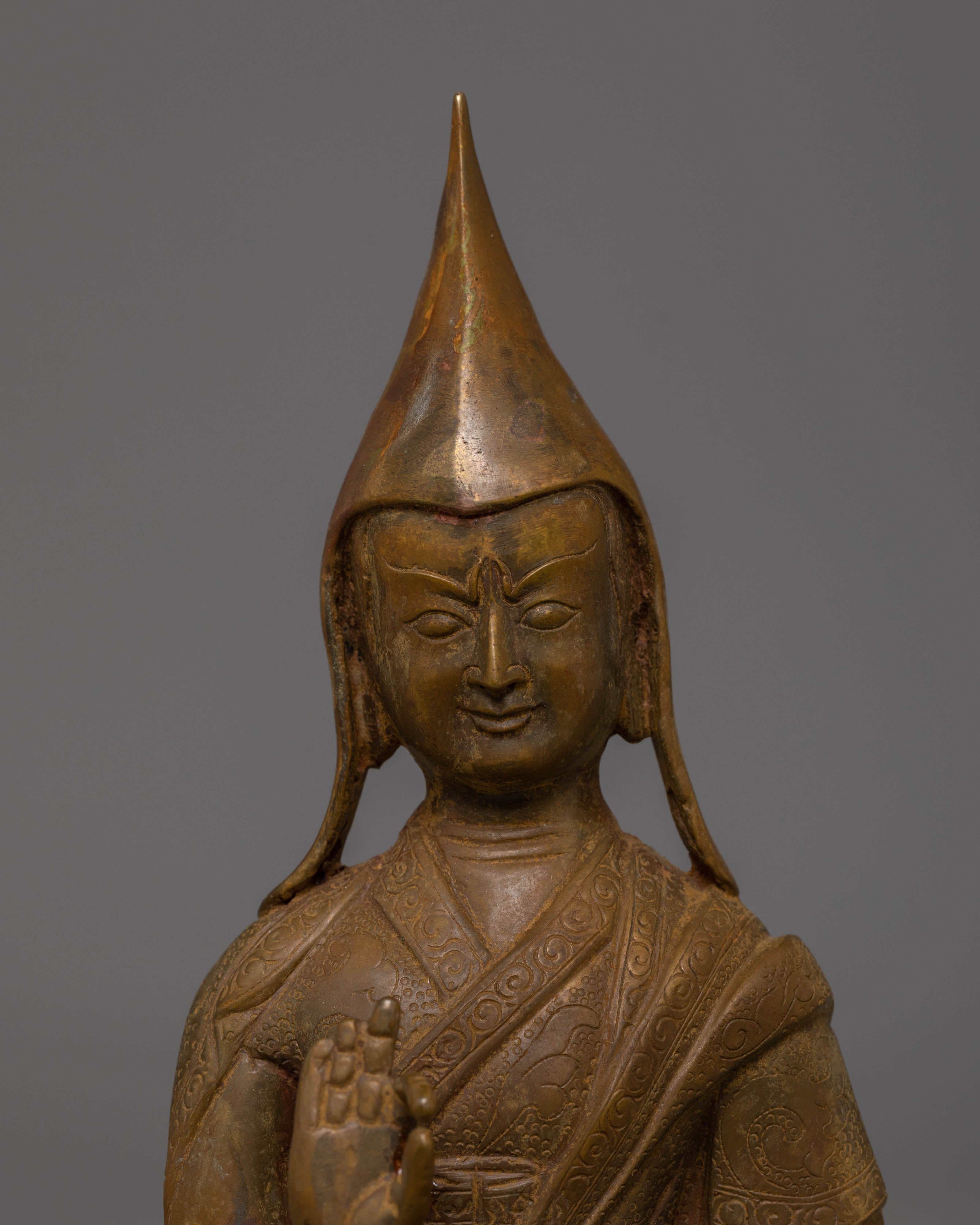 Sacred Tsongkhapa Je Statue Set | Tibetan Buddhist Figurines