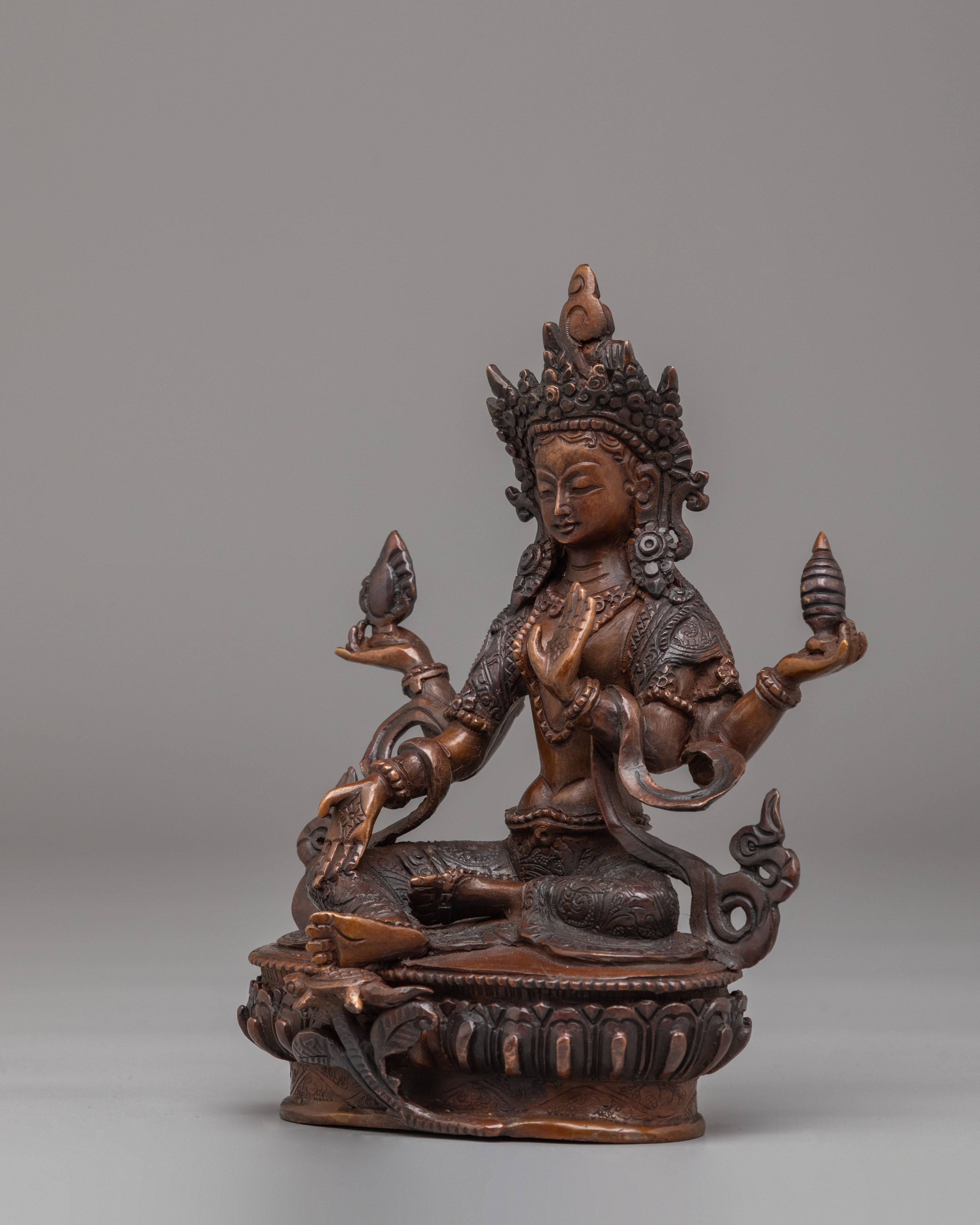 Laxmi Handcrafted Statue | Oxidized Copper Body