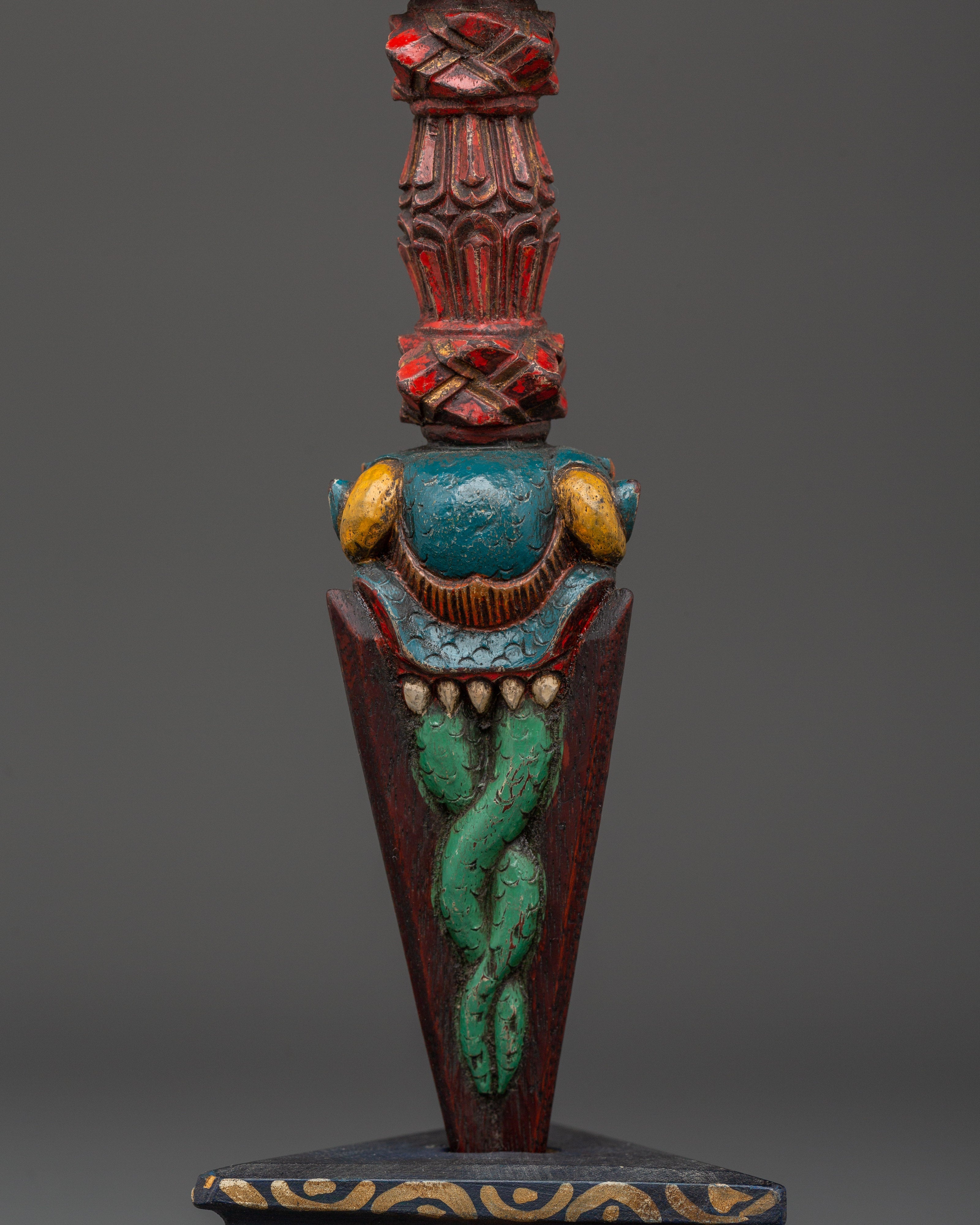 Tibetan Wooden Phurba | Sacred Tantric Artifact